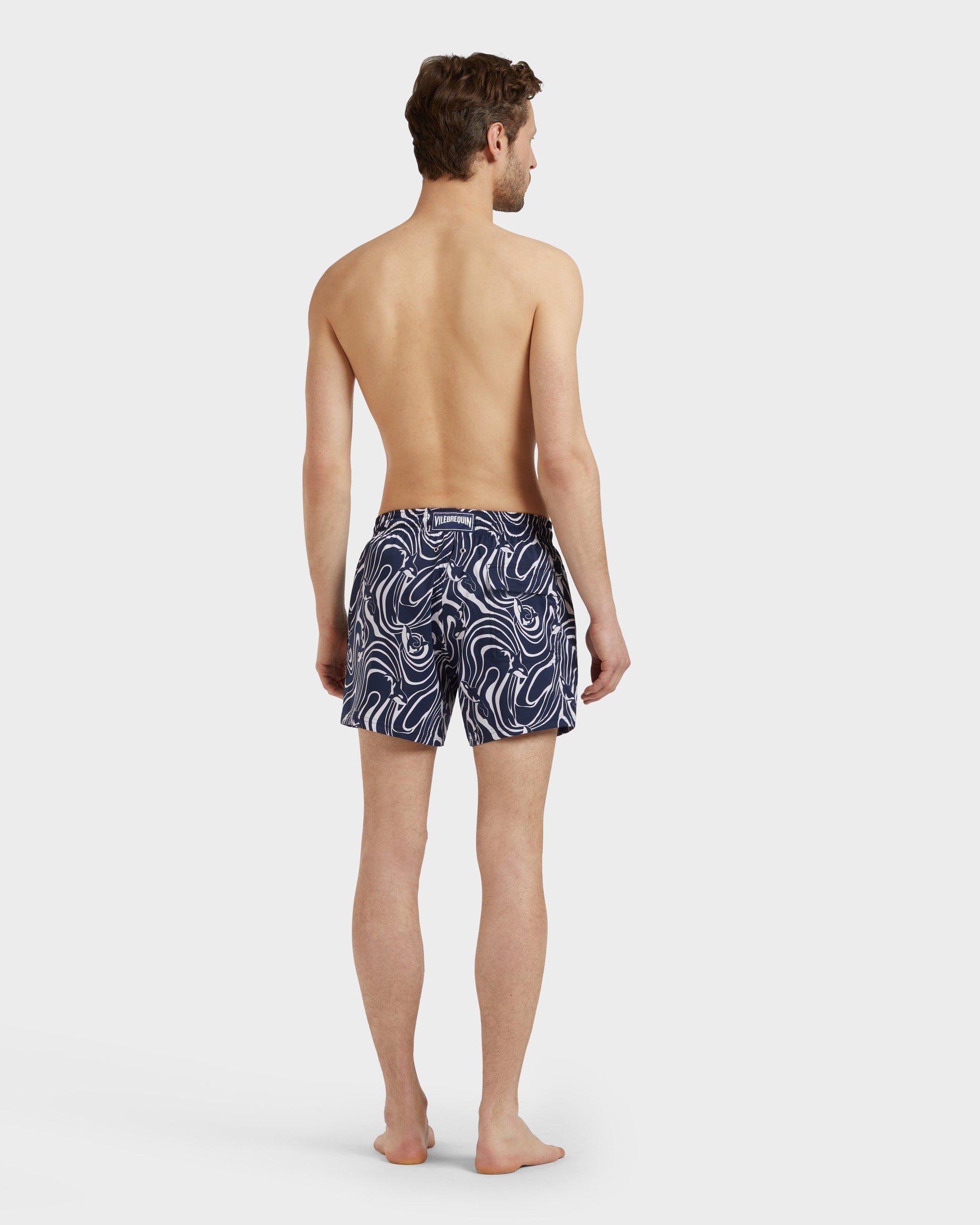 Vilebrequin Men Stretch Short Swim Shorts Orcas - Blue Navy
