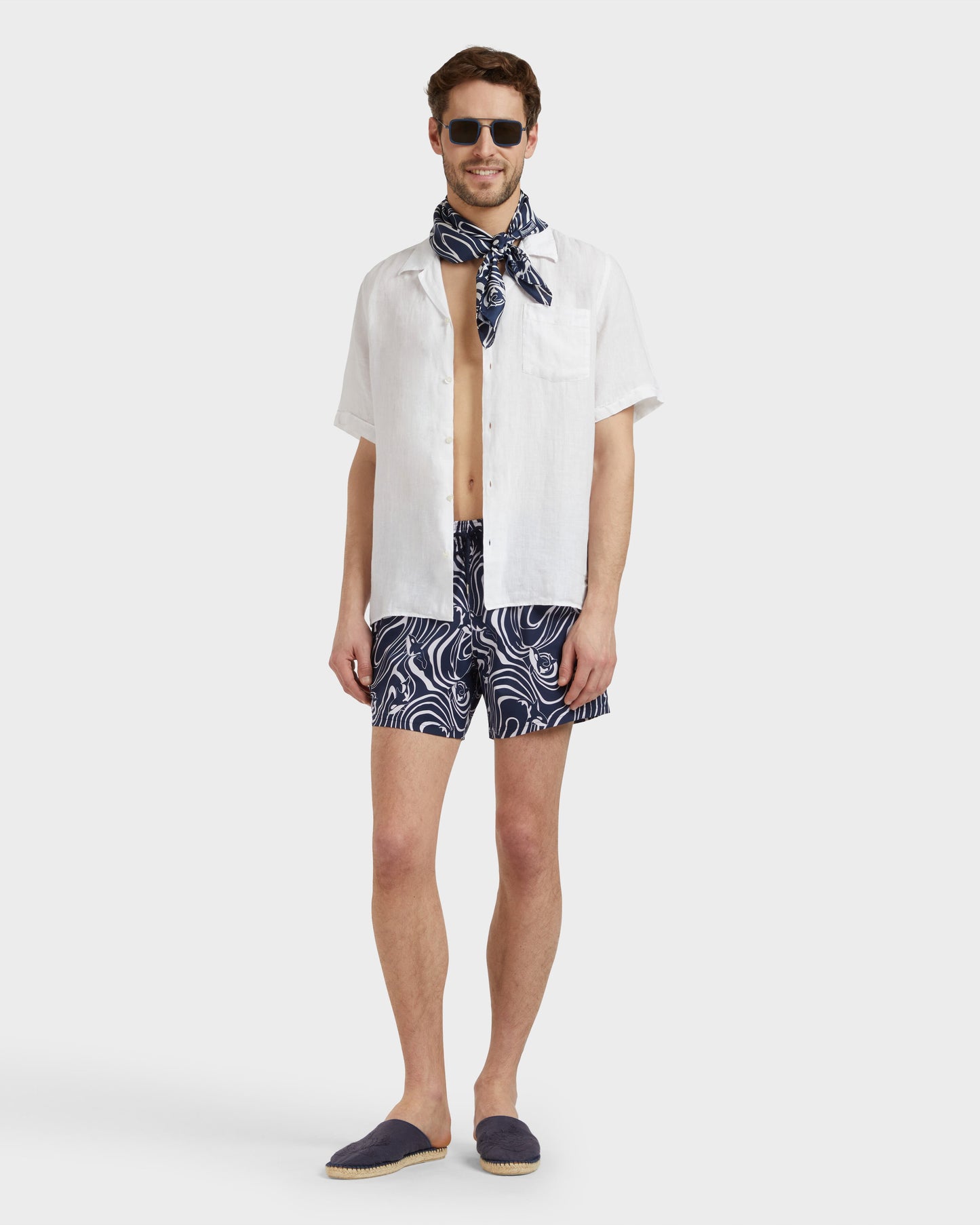 Vilebrequin Men Stretch Short Swim Shorts Orcas - Blue Navy