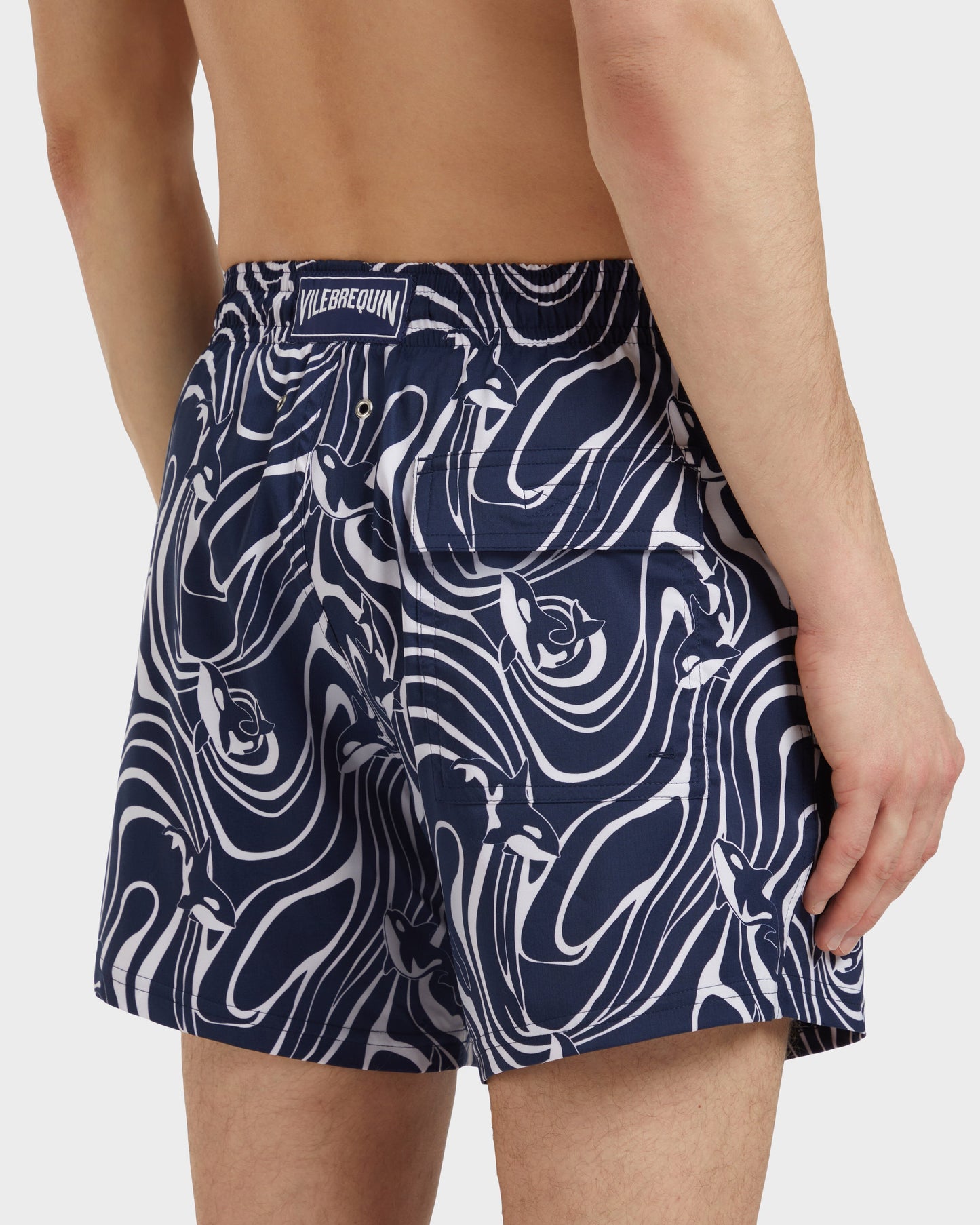 Vilebrequin Men Stretch Short Swim Shorts Orcas - Blue Navy