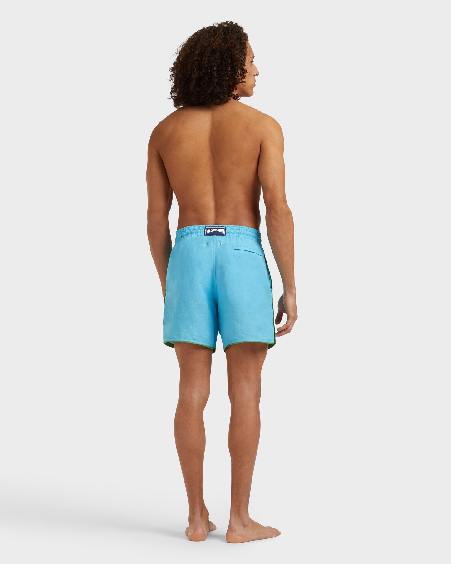 Vilebrequin Men Linen Swim Shorts Solid - Blue topaz