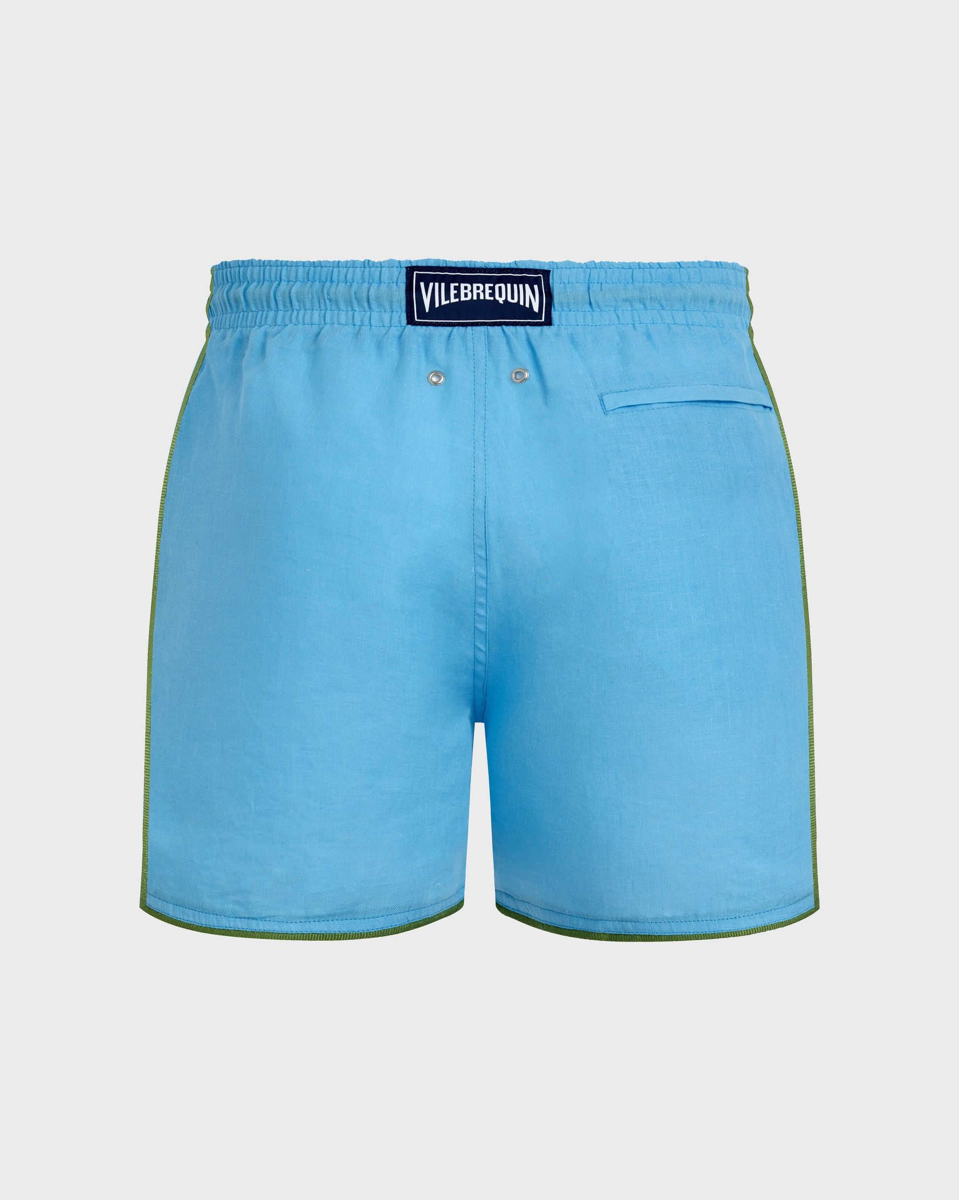 Vilebrequin Men Linen Swim Shorts Solid - Blue topaz