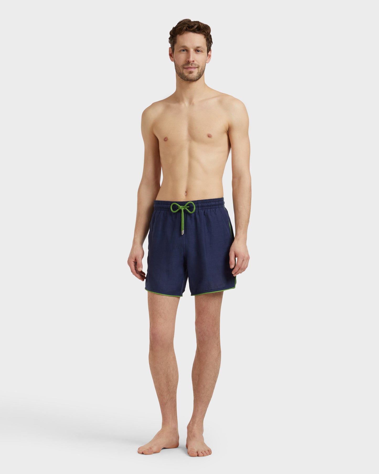 Vilebrequin Men Linen Swim Shorts Solid - Blue Navy