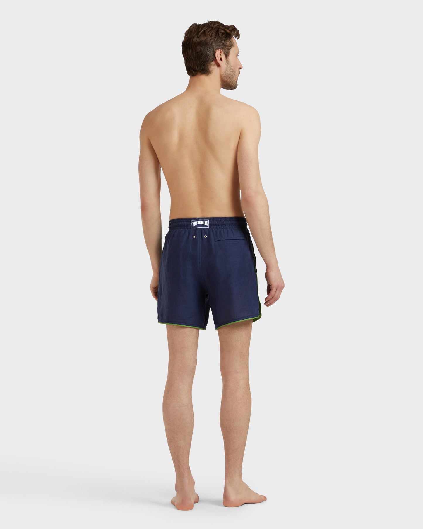 Vilebrequin Men Linen Swim Shorts Solid - Blue Navy