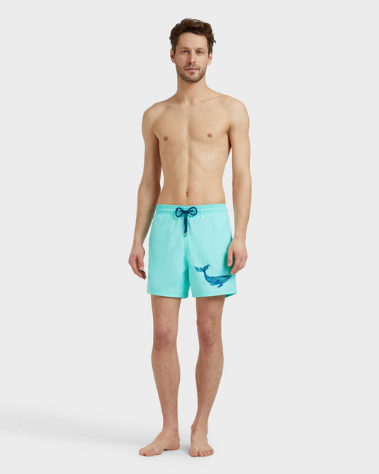 Vilebrequin Men Swim Shorts Embroidered Whale - Blue note
