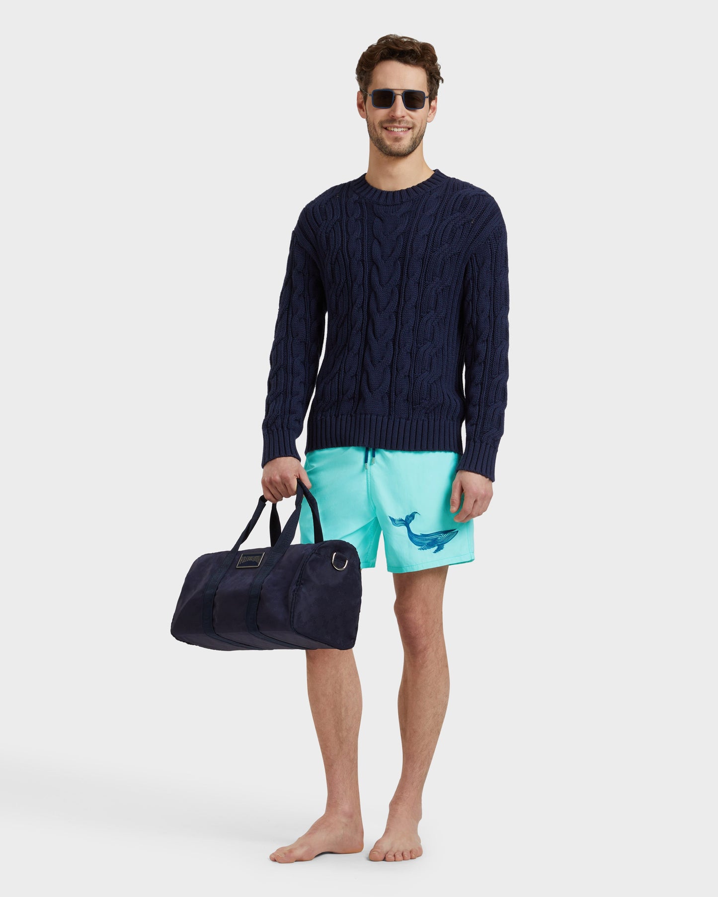 Vilebrequin Men Swim Shorts Embroidered Whale - Blue note