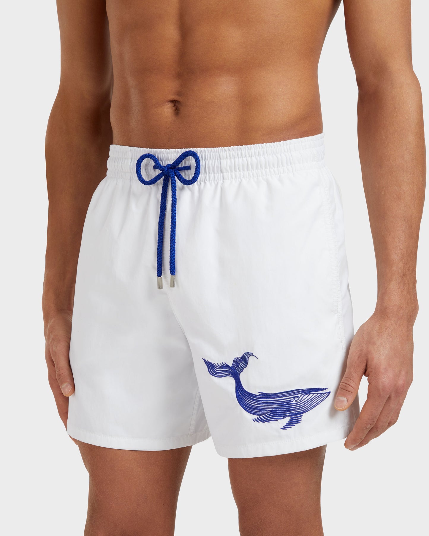 Vilebrequin Men Swim Shorts Embroidered Whale - White