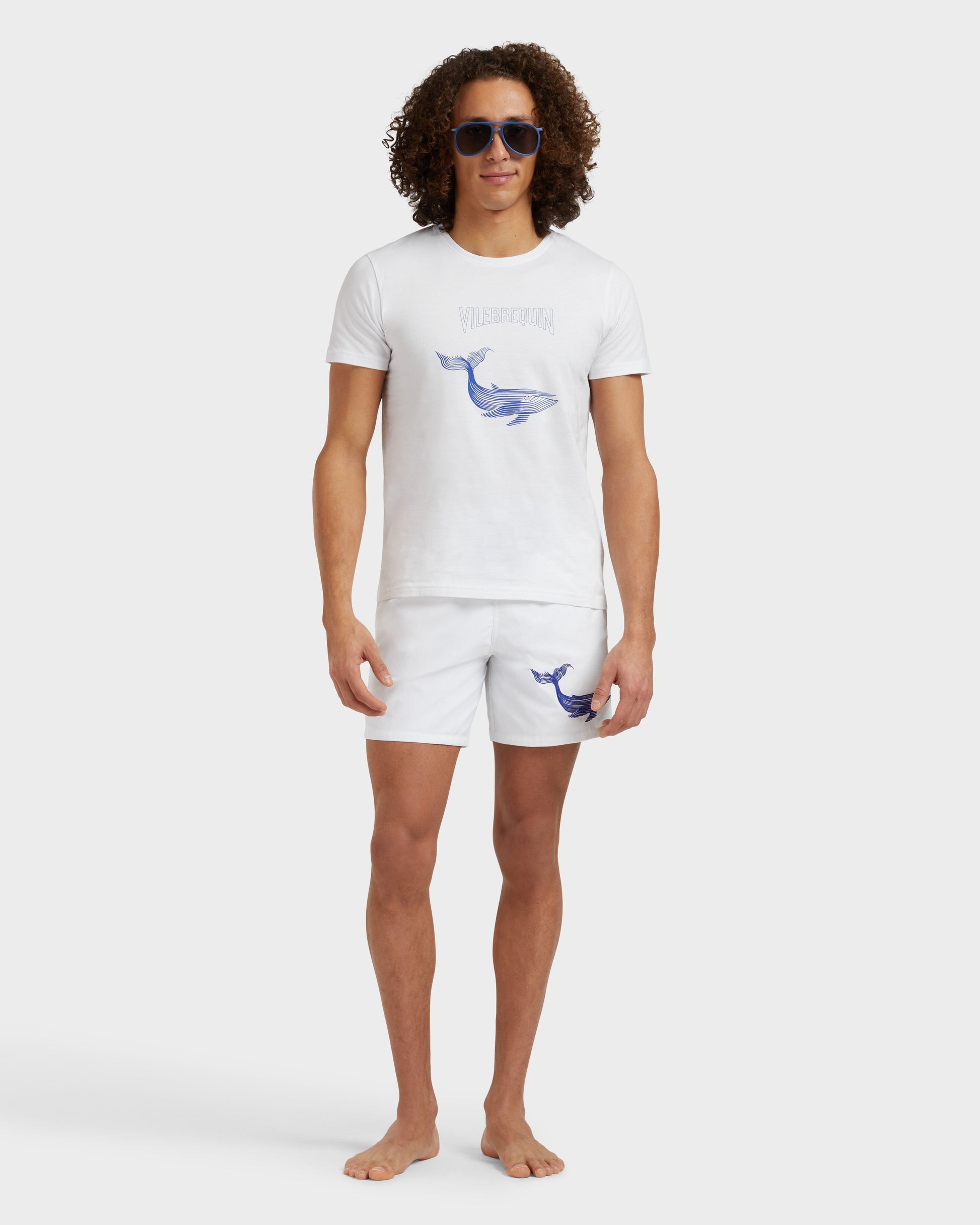 Vilebrequin Men Swim Shorts Embroidered Whale - White