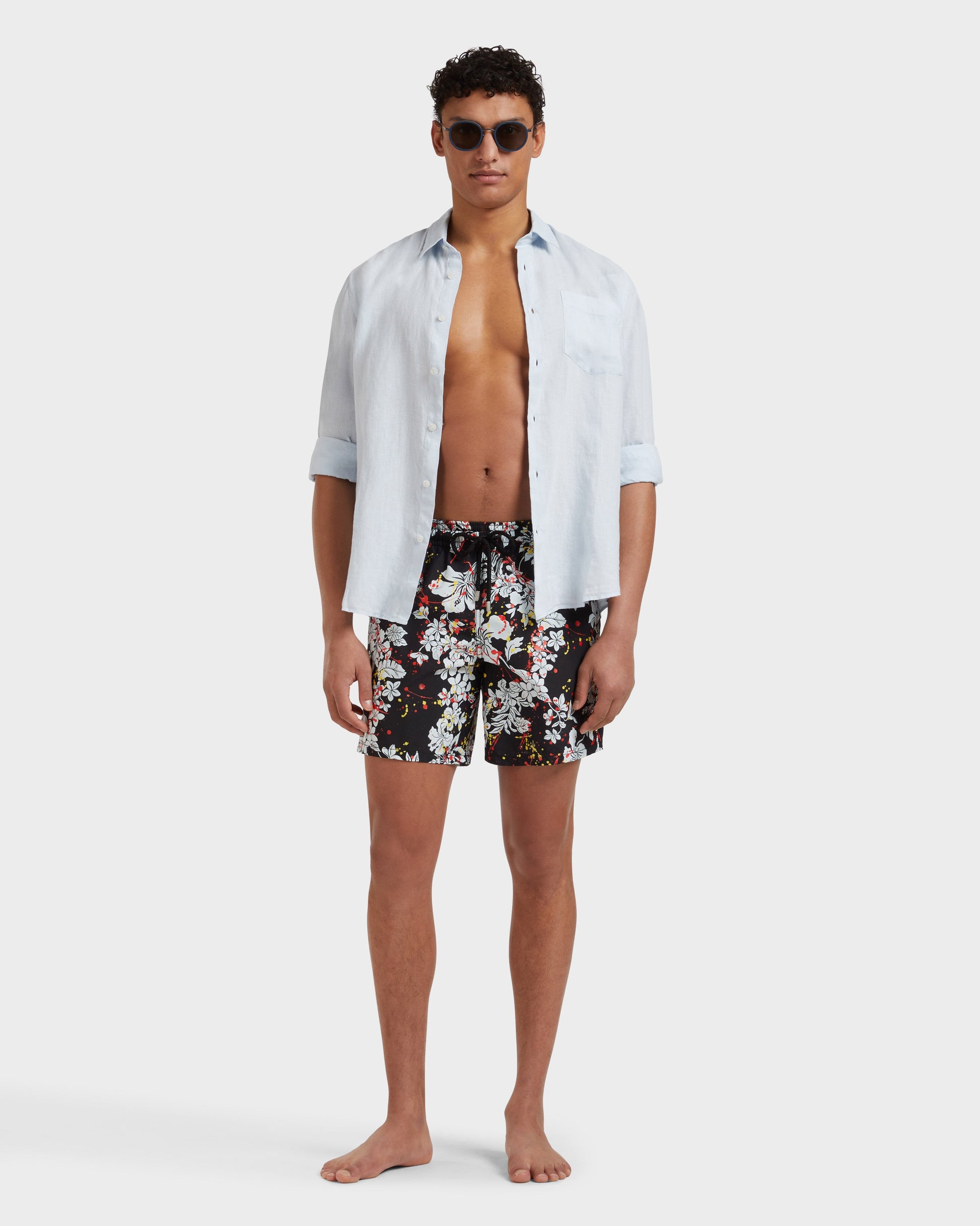 Vilebrequin Men Swim Shorts Flower Splash - VBQ x Palm Angels
