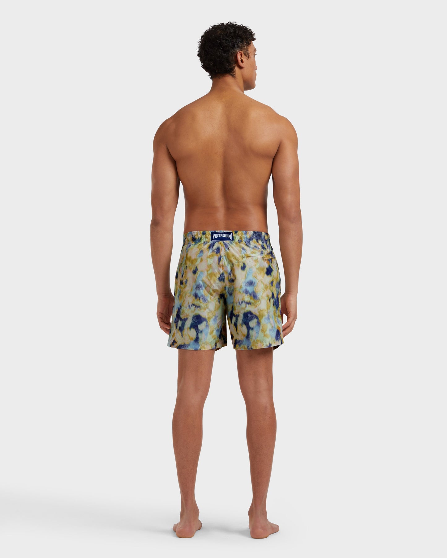 Vilebrequin Men Silk Swim Shorts Blurred Nymphea - Green Macaroon