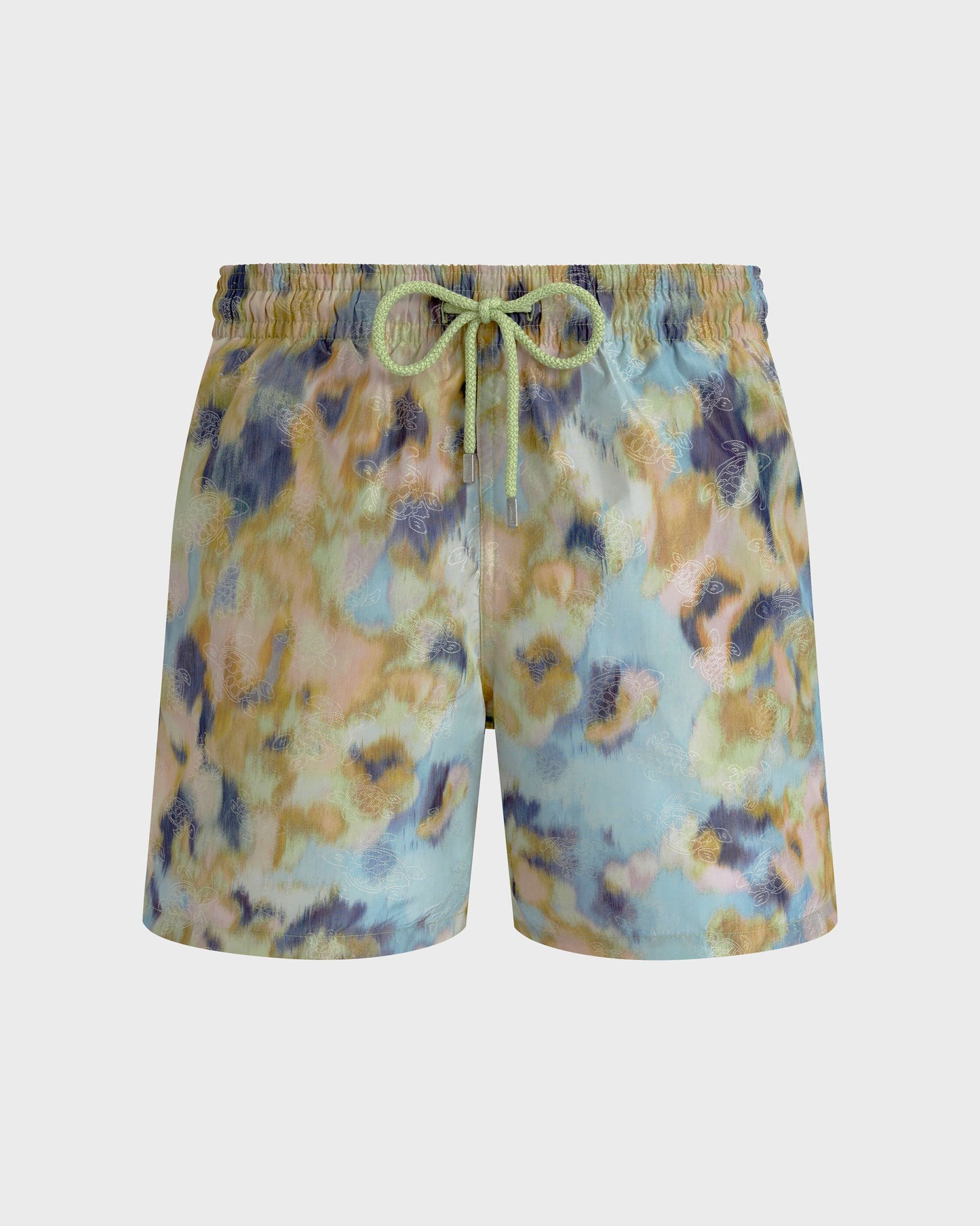 Vilebrequin Men Silk Swim Shorts Blurred Nymphea - Green Macaroon