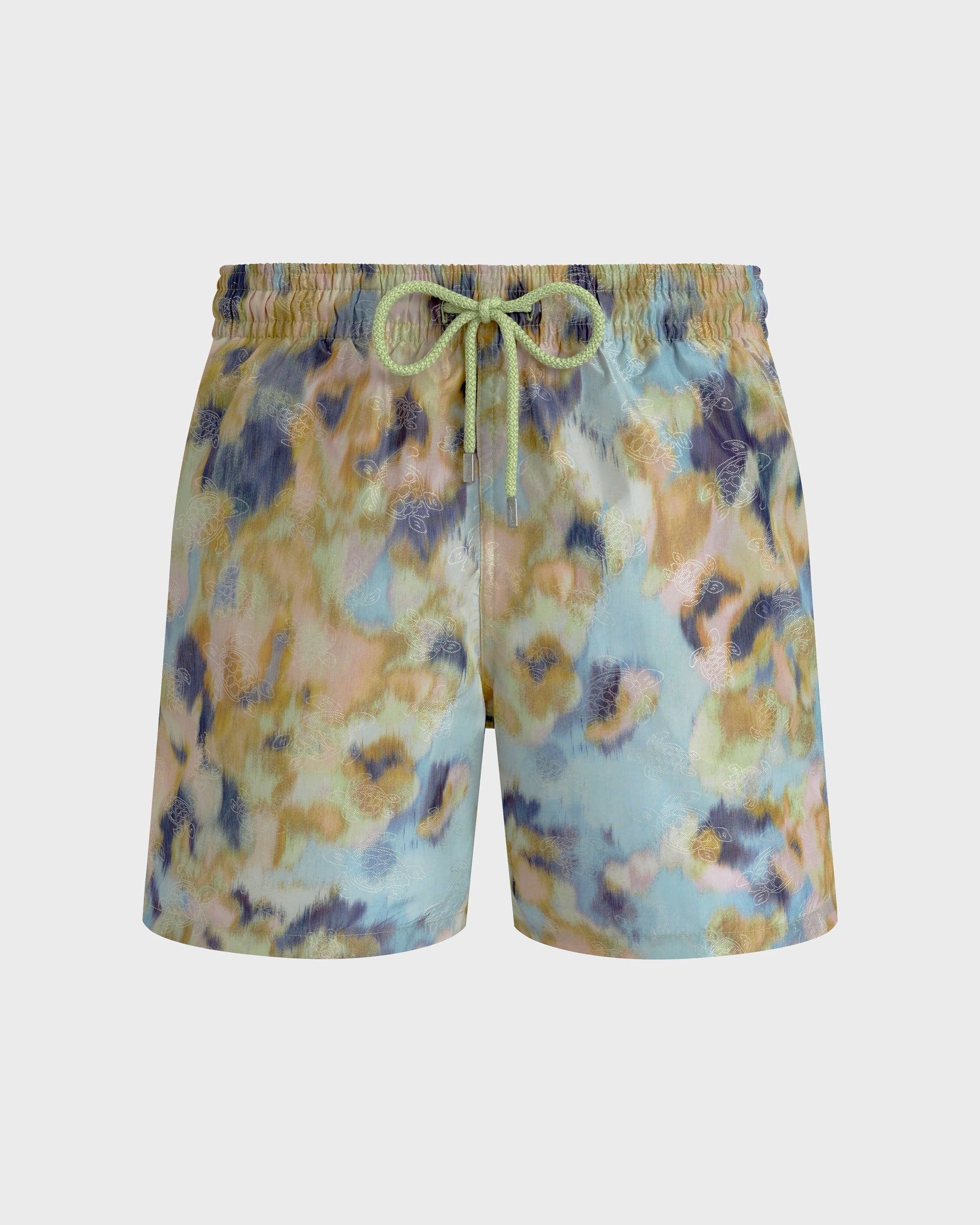 Vilebrequin Men Silk Swim Shorts Blurred Nymphea - Green Macaroon
