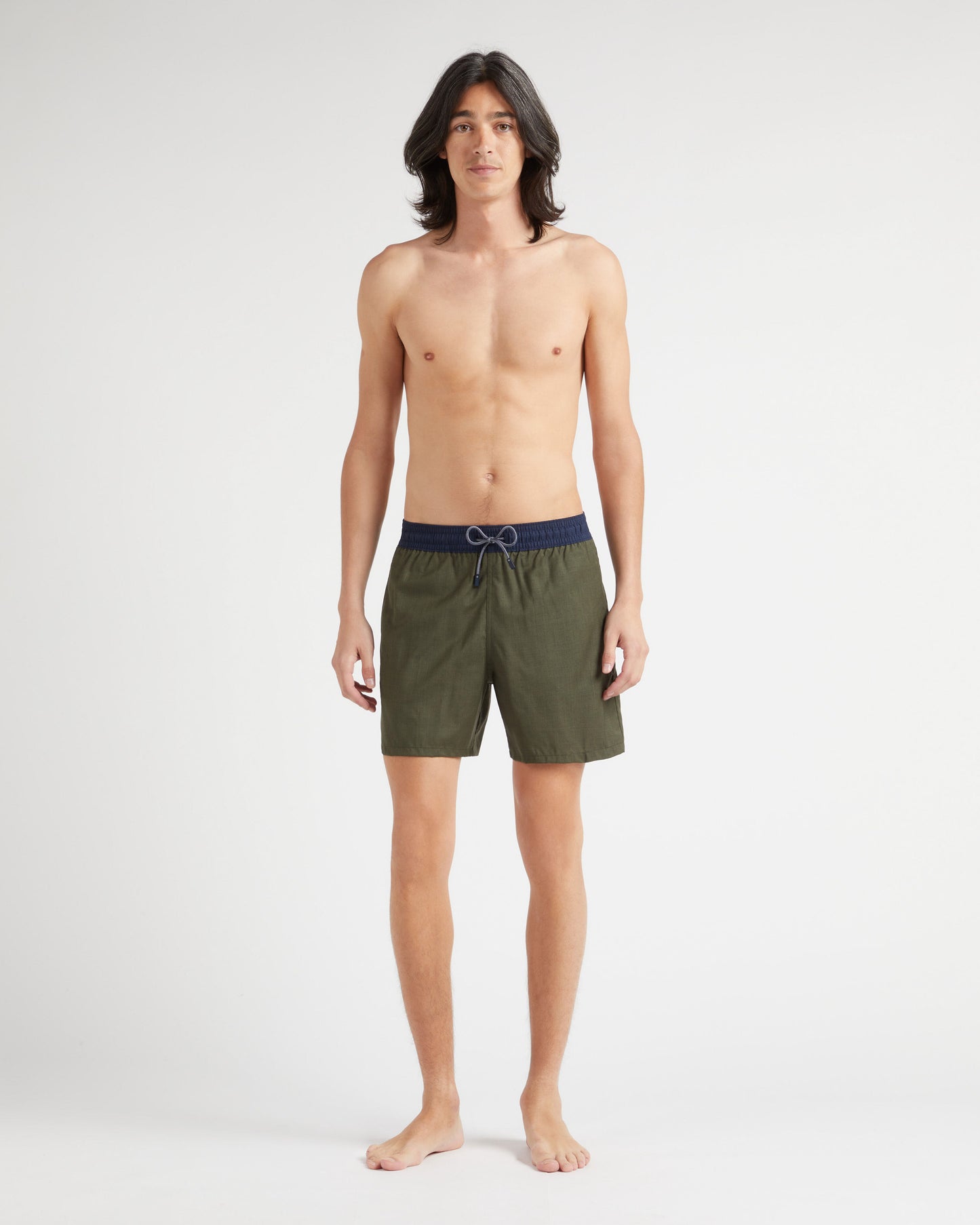 Vilebrequin Men Swim Shorts Bicolore - Green Olive heather Swimwear