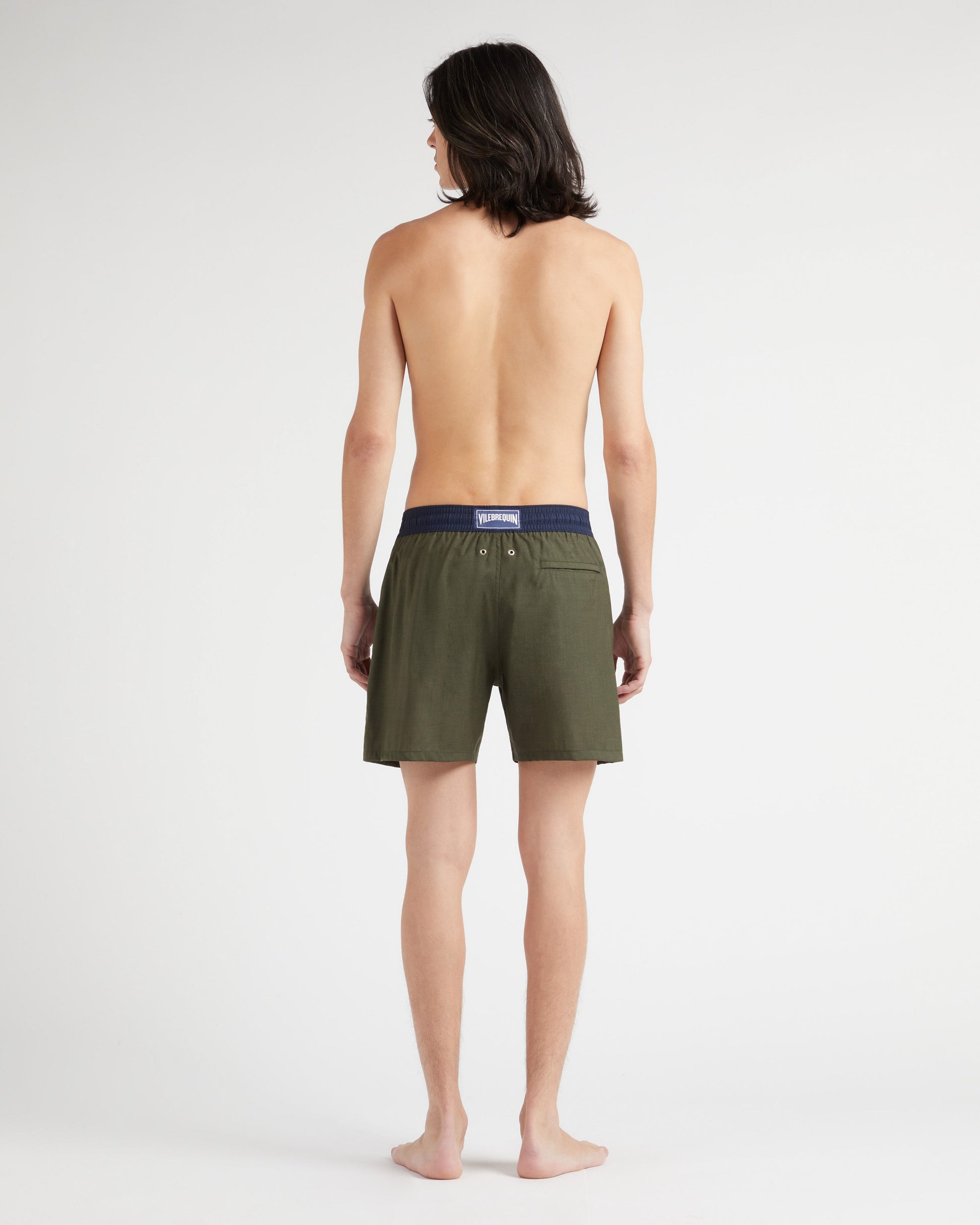 Vilebrequin Men Swim Shorts Bicolore - Green Olive heather Swimwear