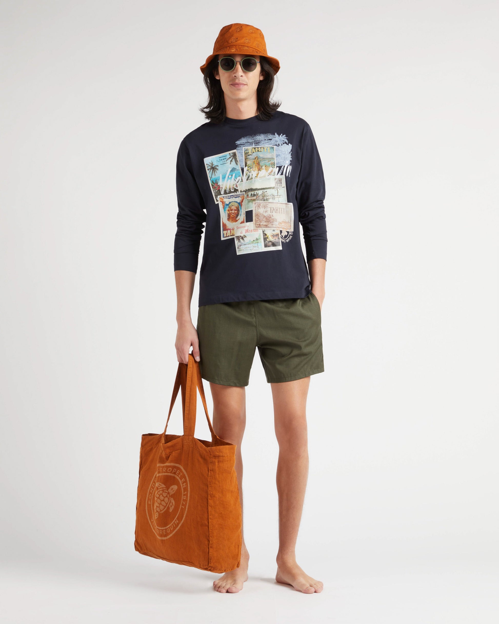 Vilebrequin Men Swim Shorts Bicolore - Green Olive heather Swimwear