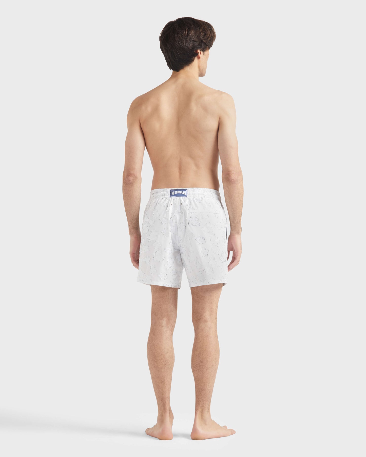 Vilebrequin Men Swim shorts Ronde des tortues Jacquard - White