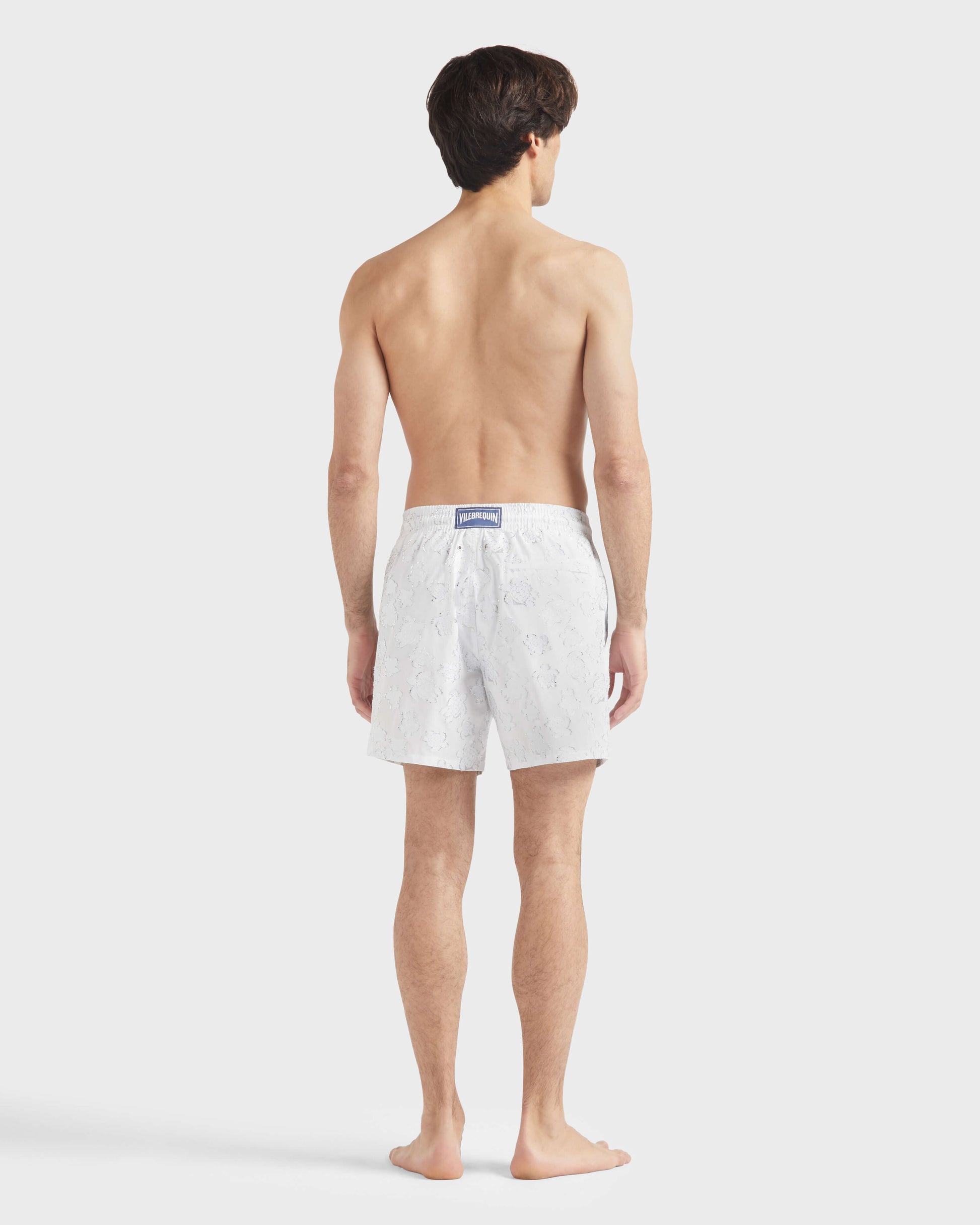Vilebrequin Men Swim shorts Ronde des tortues Jacquard - White