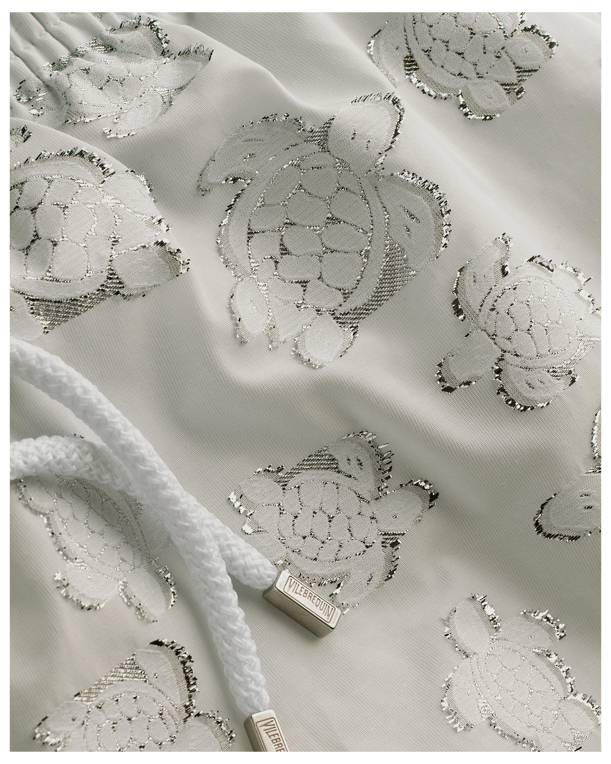 Vilebrequin Men Swim shorts Ronde des tortues Jacquard - White