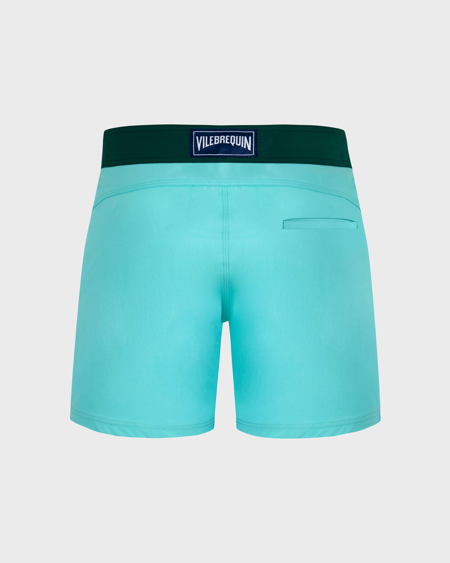 Vilebrequin Men Stretch Swim Shorts Flat Belt Color Block - Blue Lagoon