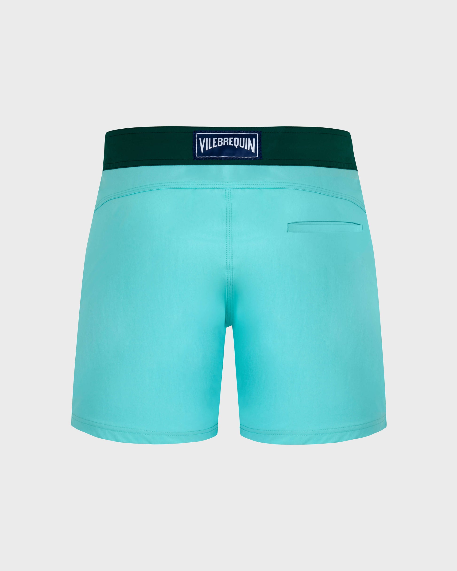 Vilebrequin Men Stretch Swim Shorts Flat Belt Color Block - Blue Lagoon
