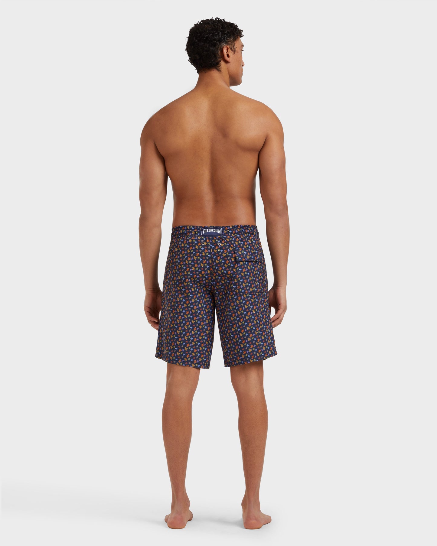 Vilebrequin Men Long Swim Shorts Micro Ronde Des Tortues - Orange Vitamin