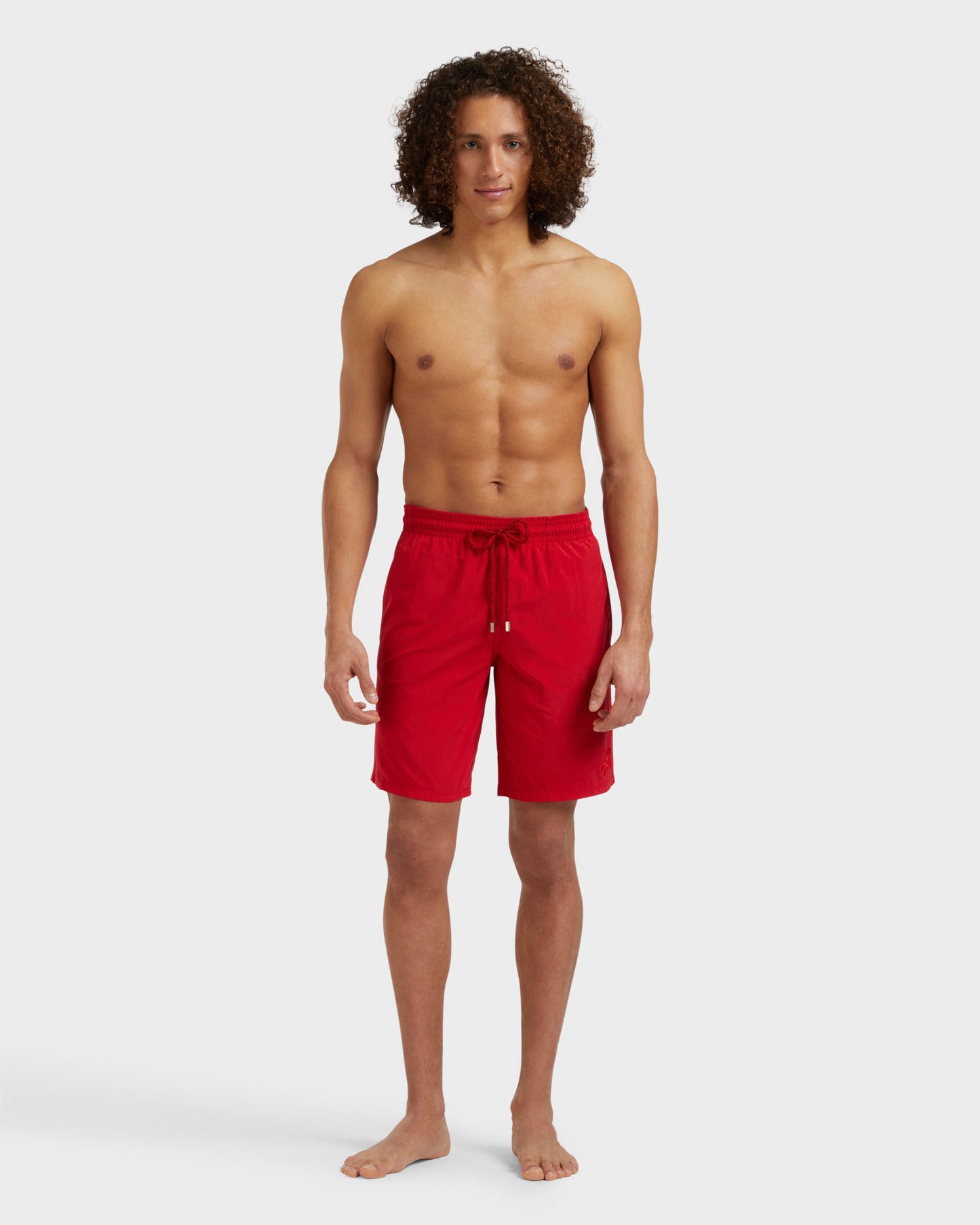 Vilebrequin Men Long Swim Shorts Water-reactive Ronde des Tortues - Red Lipstick