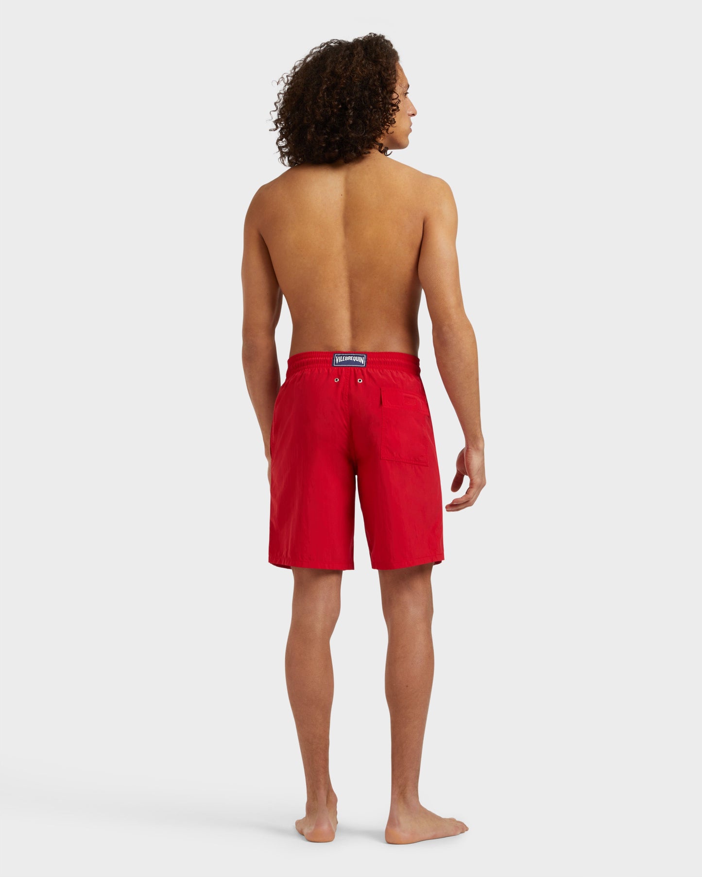 Vilebrequin Men Long Swim Shorts Water-reactive Ronde des Tortues - Red Lipstick