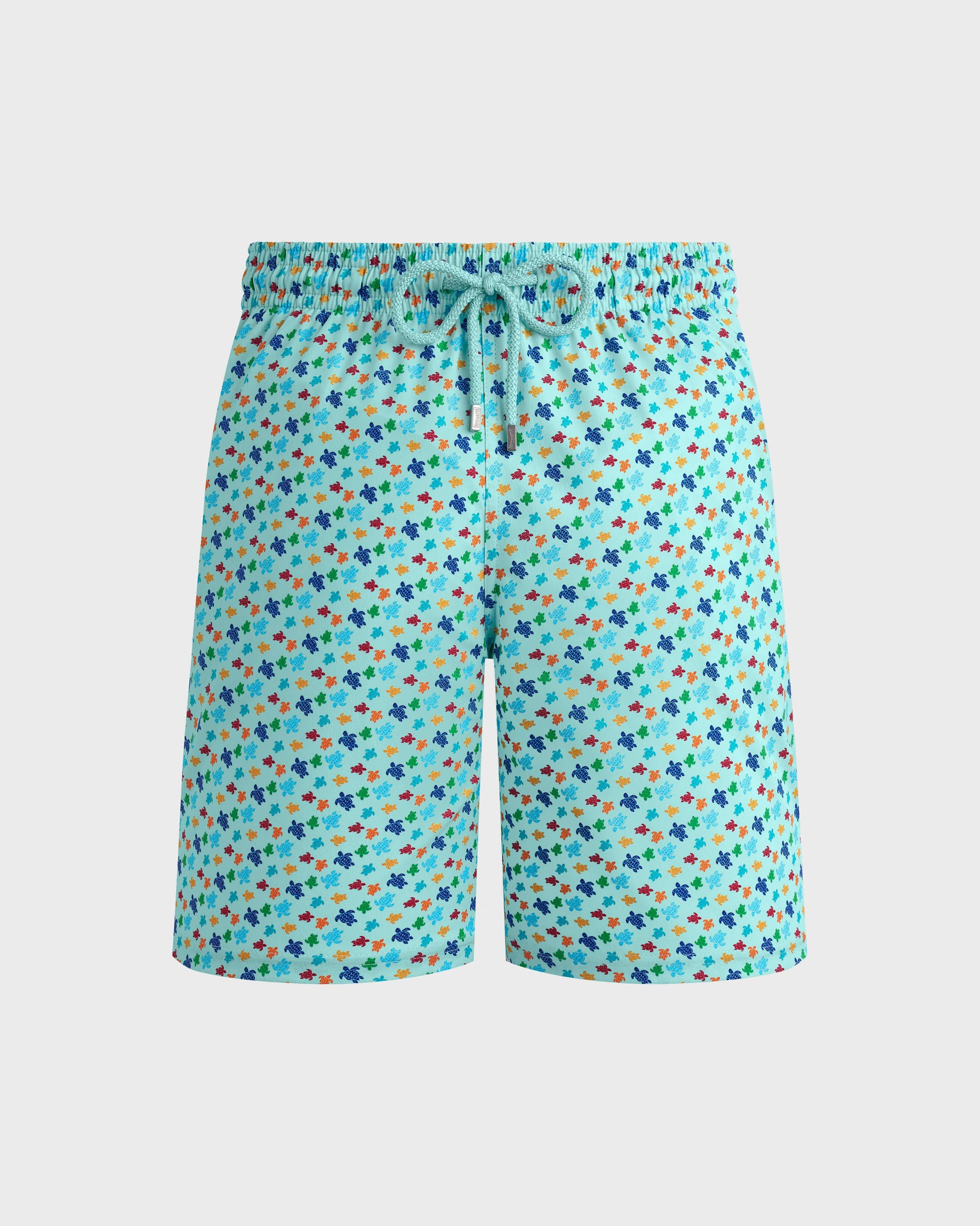 Vilebrequin Men Long Stretch Swim shorts Micro Ronde Des Tortues Rainbow - Blue Pacific