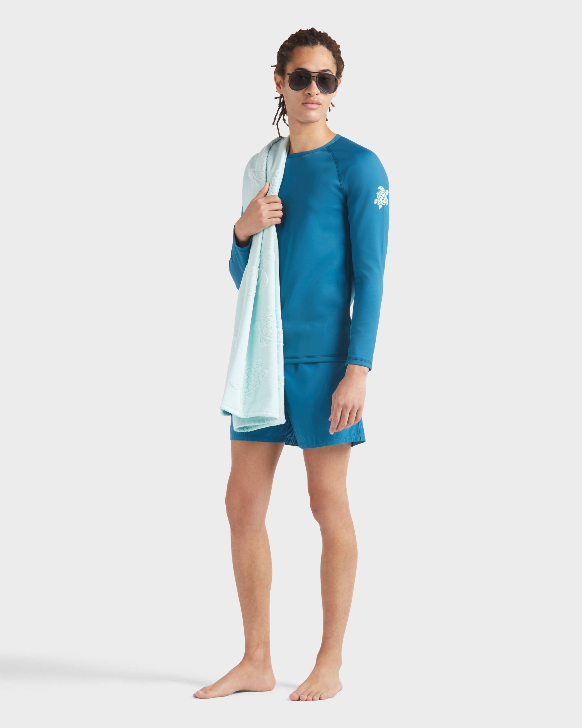 Vilebrequin Men Long Sleeves Rashguard Solid - Blue Peacock