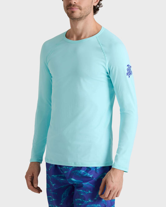 Vilebrequin Men UV Protection Long Sleeves Rashguard Turtle - Blue Oxygene