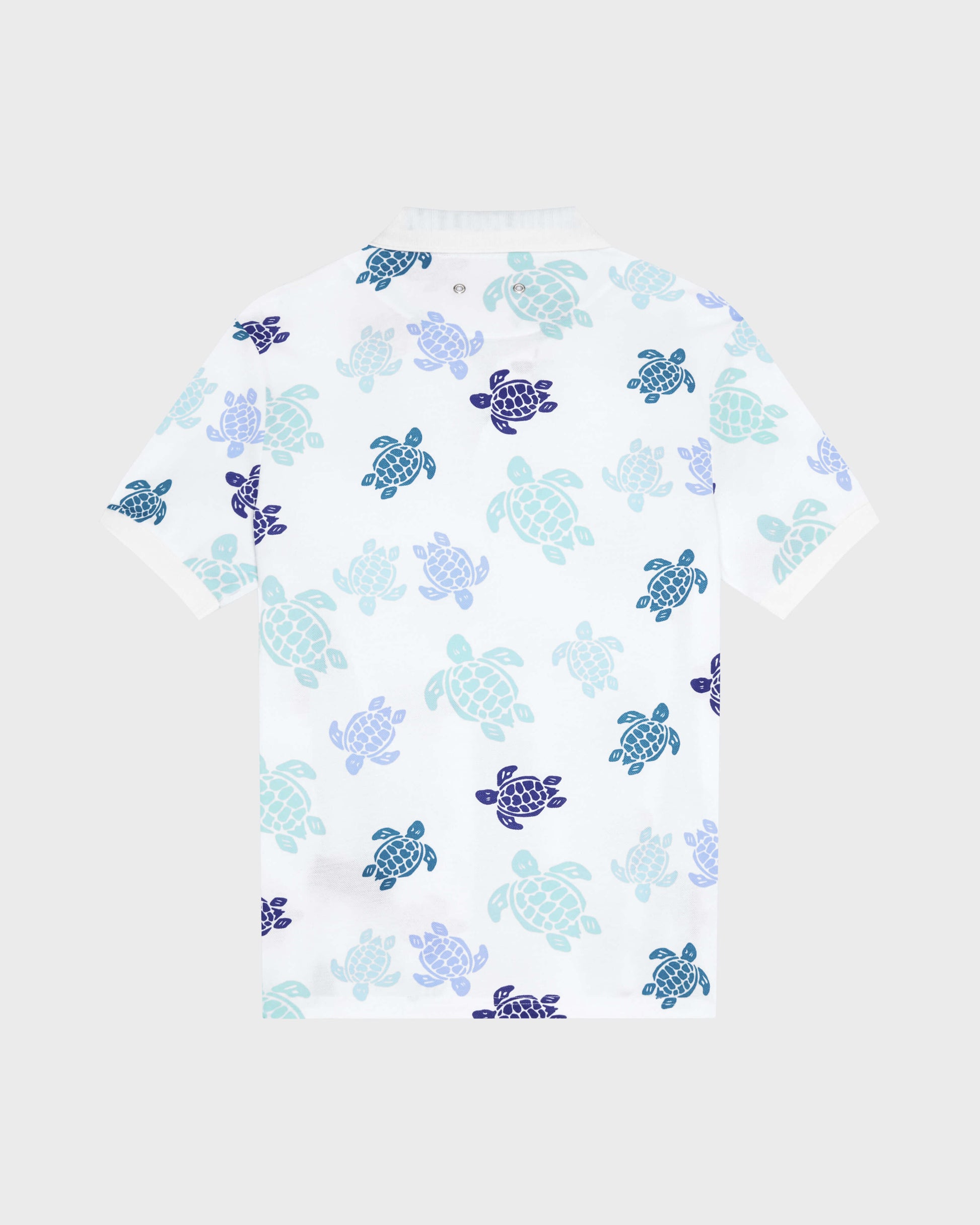 Vilebrequin Men Cotton Pique Polo Ronde des Tortues Multicolores - White