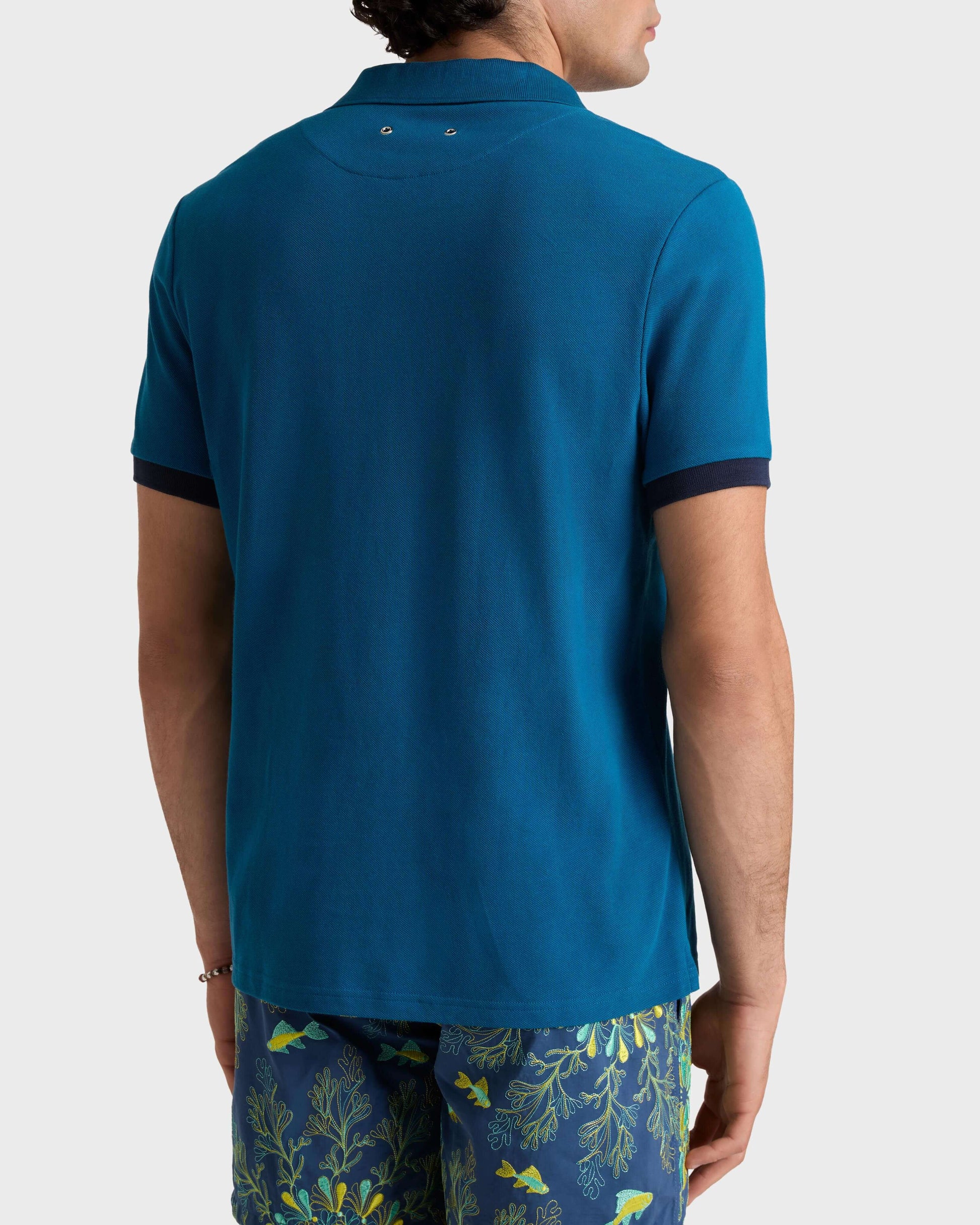 Vilebrequin Men Cotton Pique Polo Shirt Solid - Blue Peacock