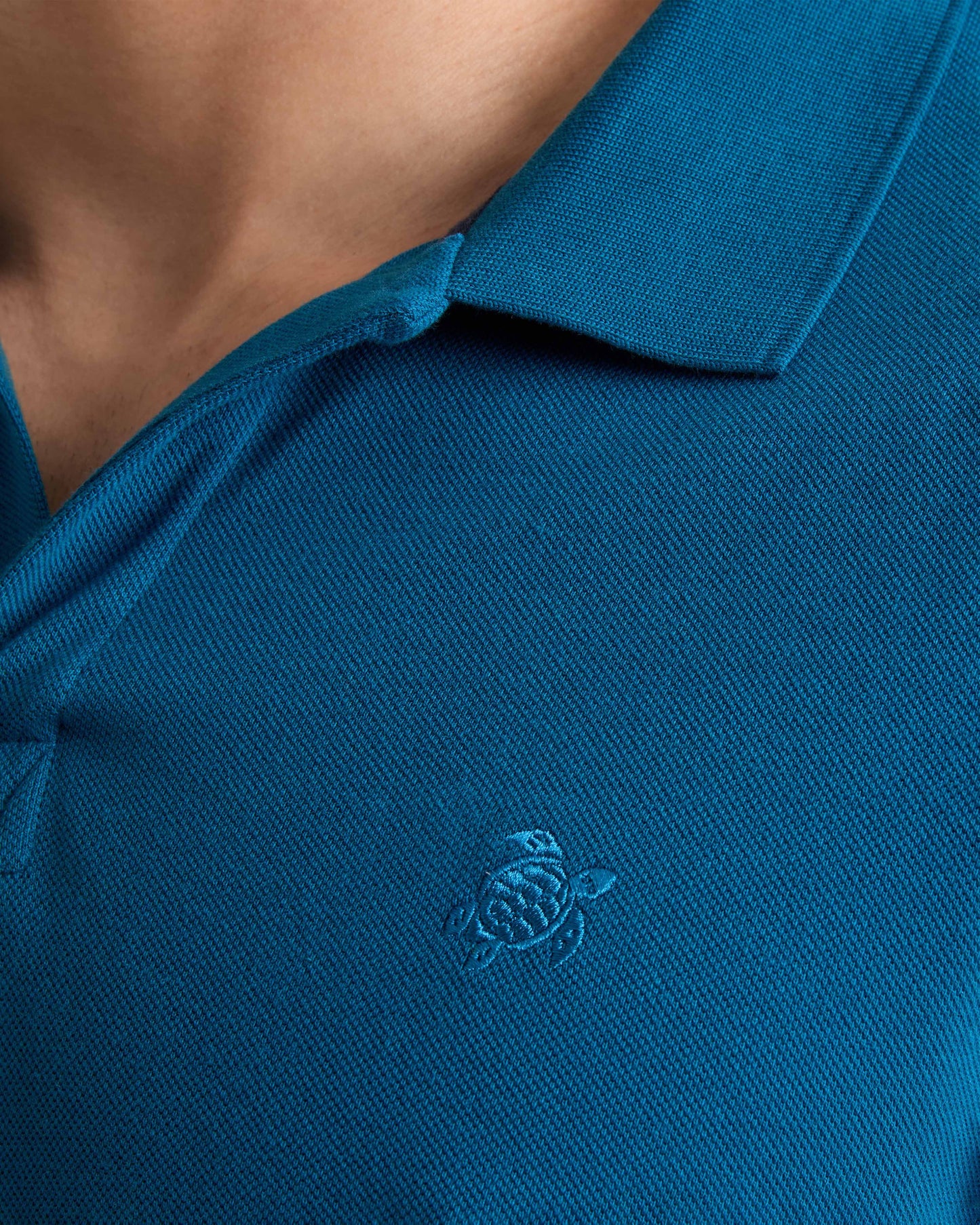 Vilebrequin Men Cotton Pique Polo Shirt Solid - Blue Peacock