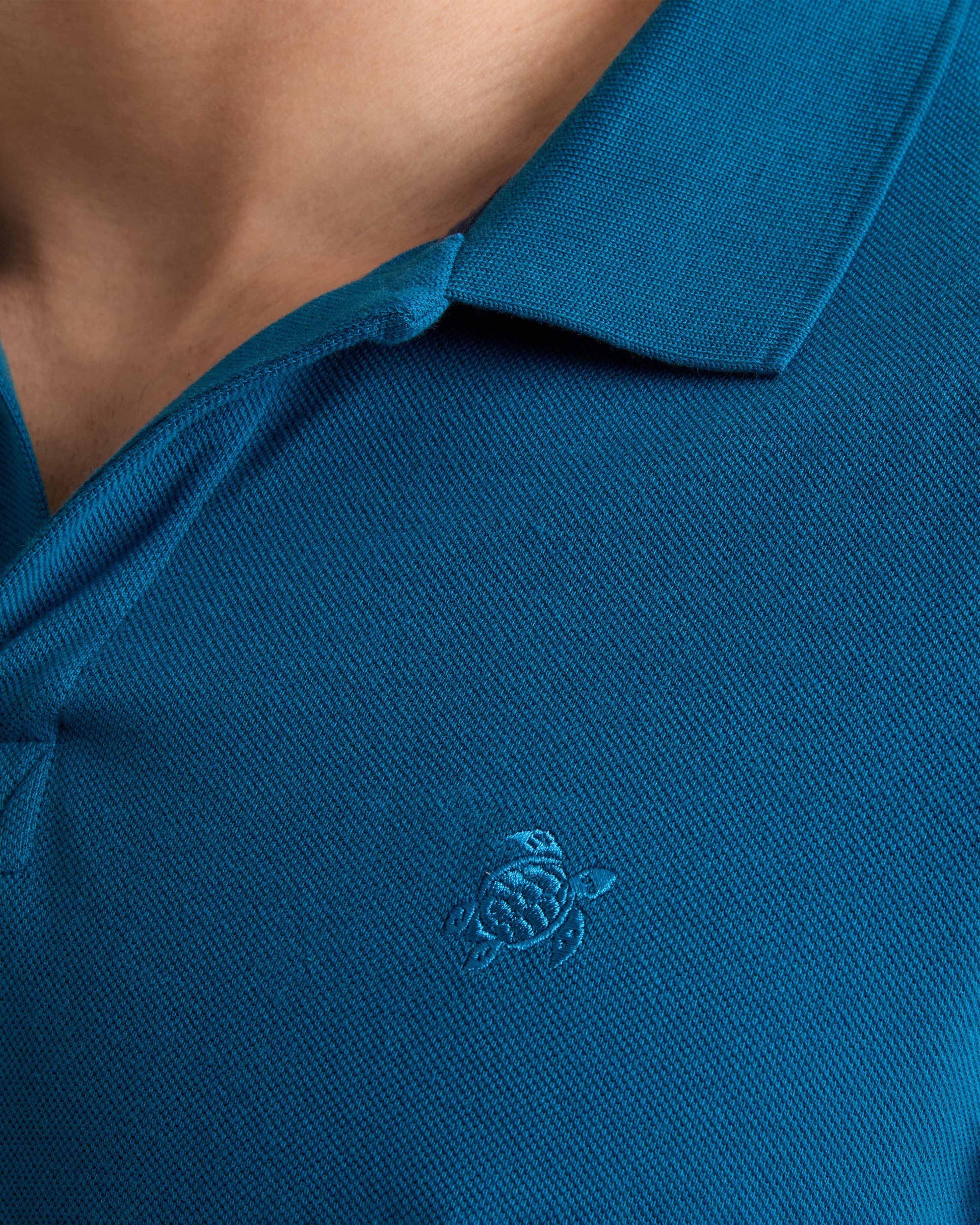 Vilebrequin Men Cotton Pique Polo Shirt Solid - Blue Peacock