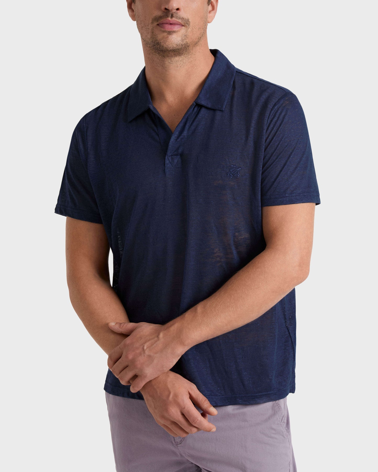 Vilebrequin Men Linen Jersey Polo Shirt Solid | Site Vilebrequin | PYRE9O00