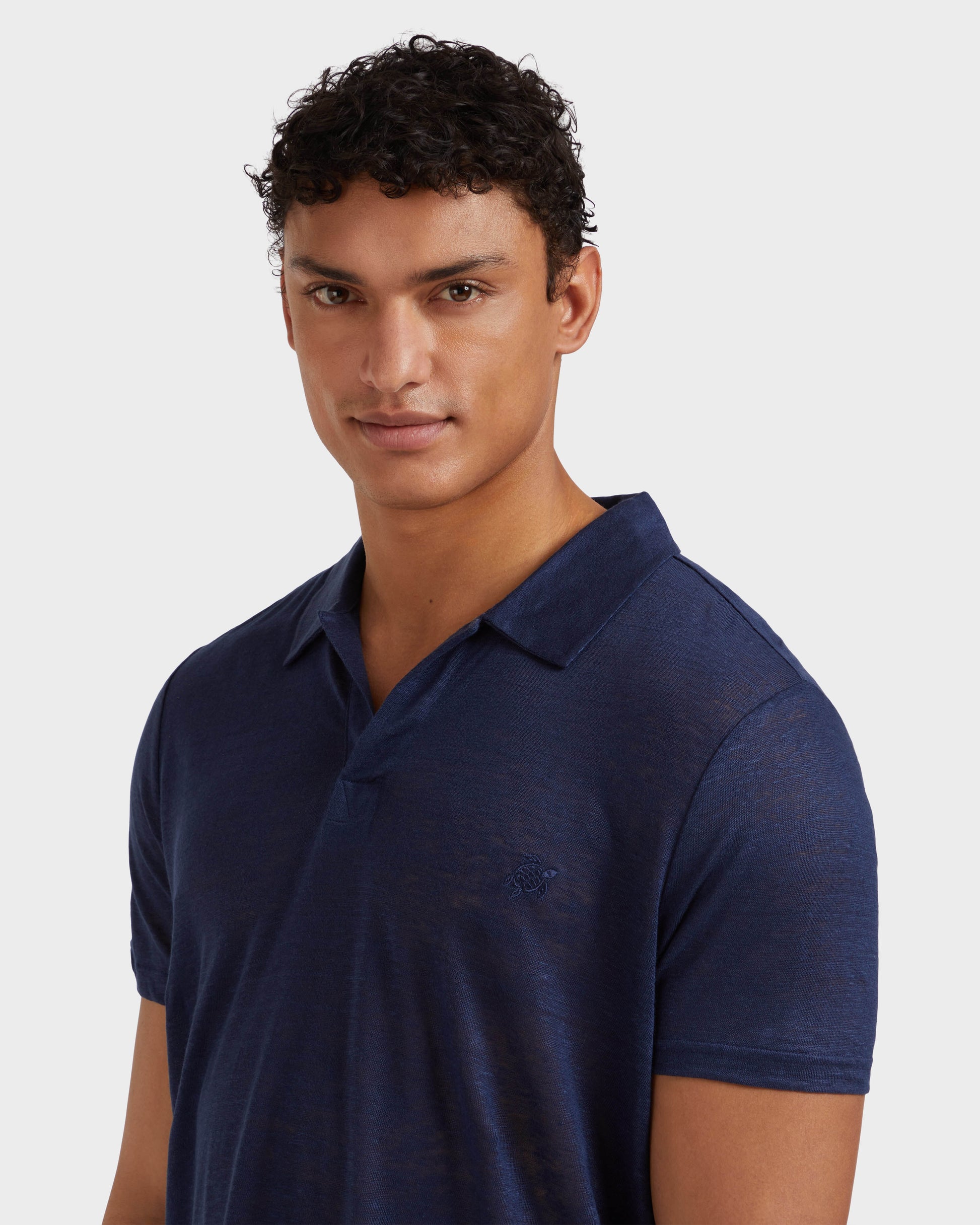 Vilebrequin Men Linen Jersey Polo Shirt Solid | Site Vilebrequin | PYRE9O00