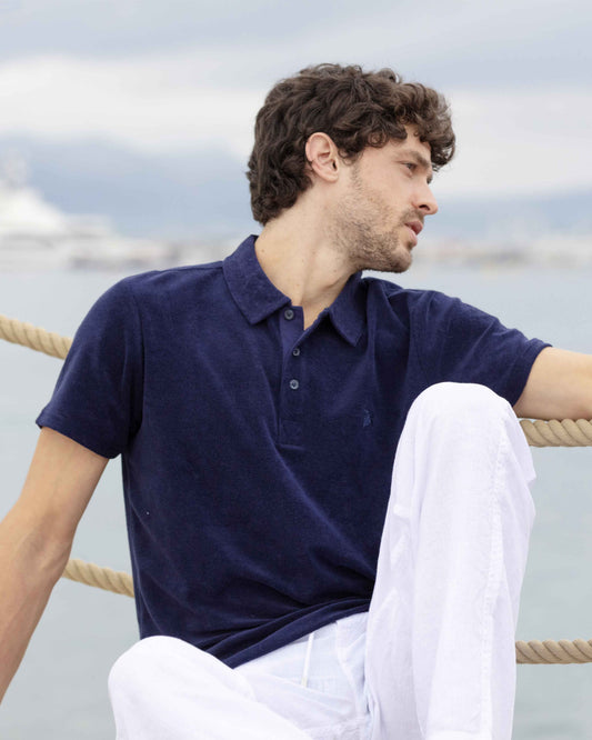 Vilebrequin Men Terry Polo Solid - Blue Navy Website | PHEC3Q00