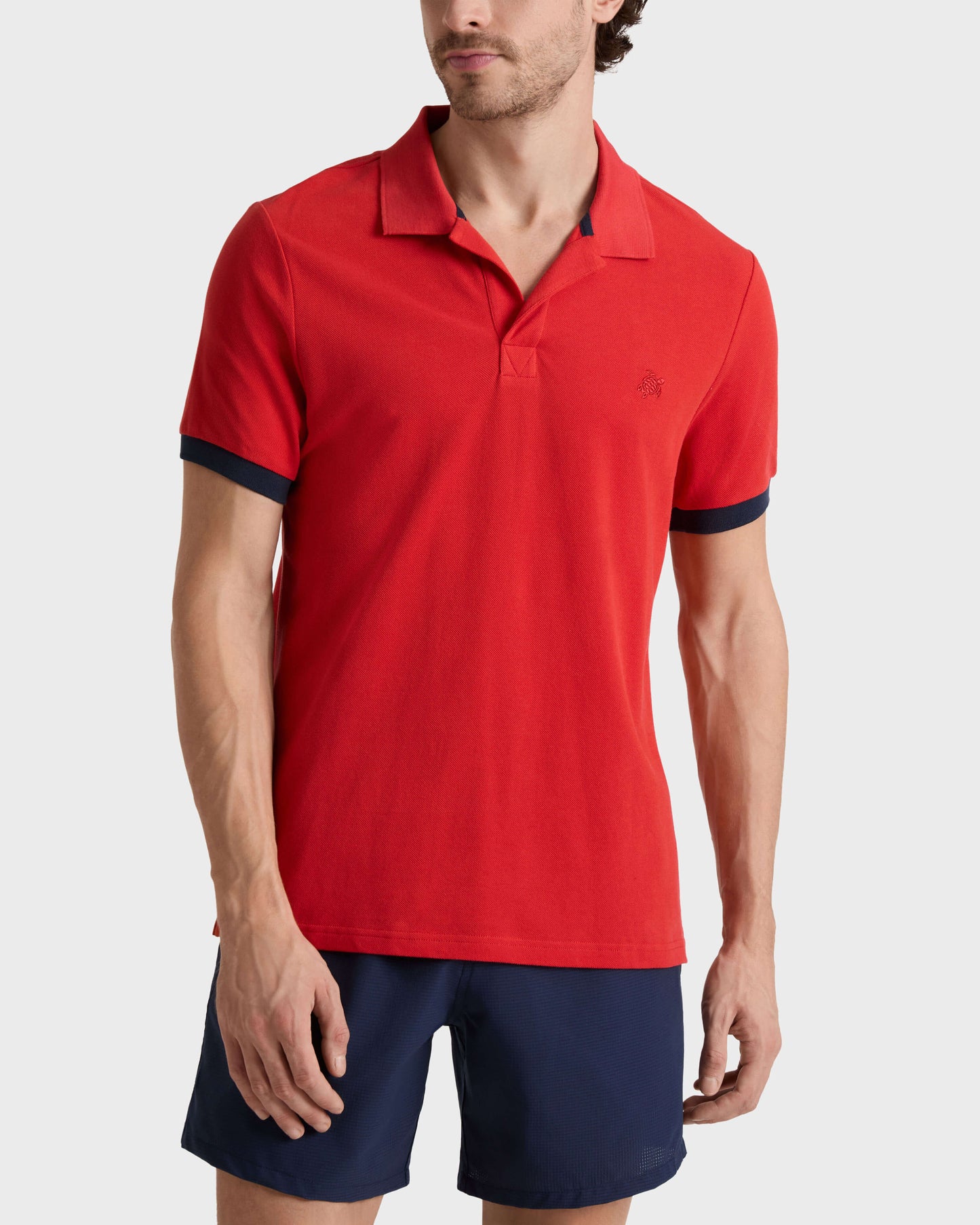 Vilebrequin Men Cotton Pique Polo Shirt Solid - Red Dalia
