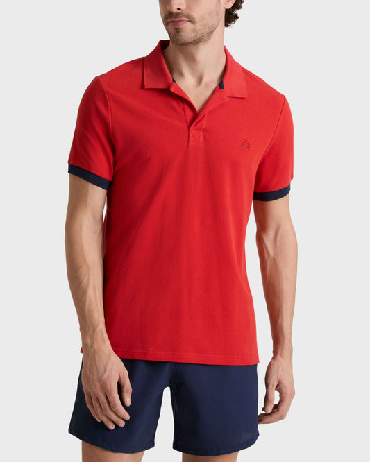 Vilebrequin Men Cotton Pique Polo Shirt Solid - Red Dalia