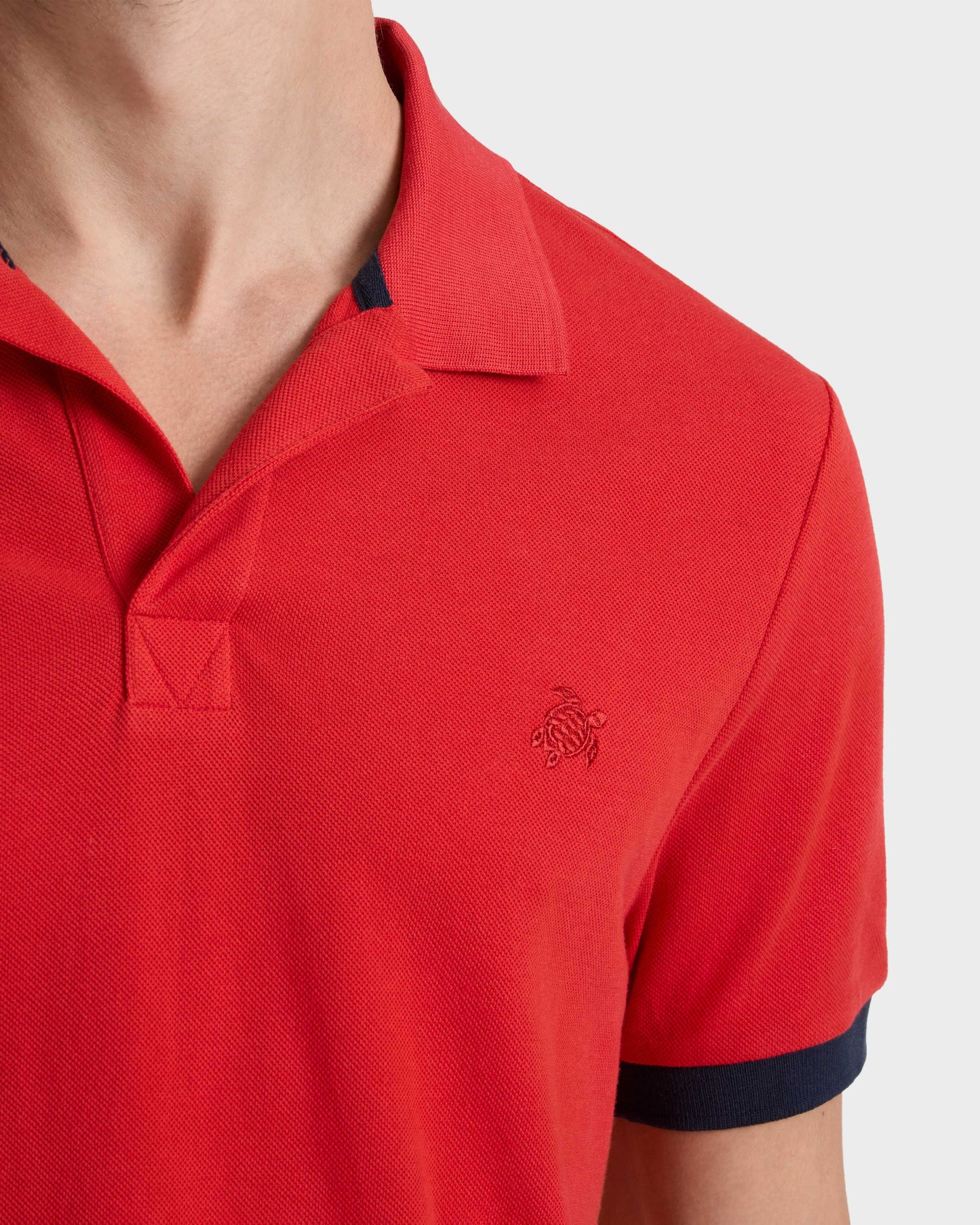 Vilebrequin Men Cotton Pique Polo Shirt Solid - Red Dalia