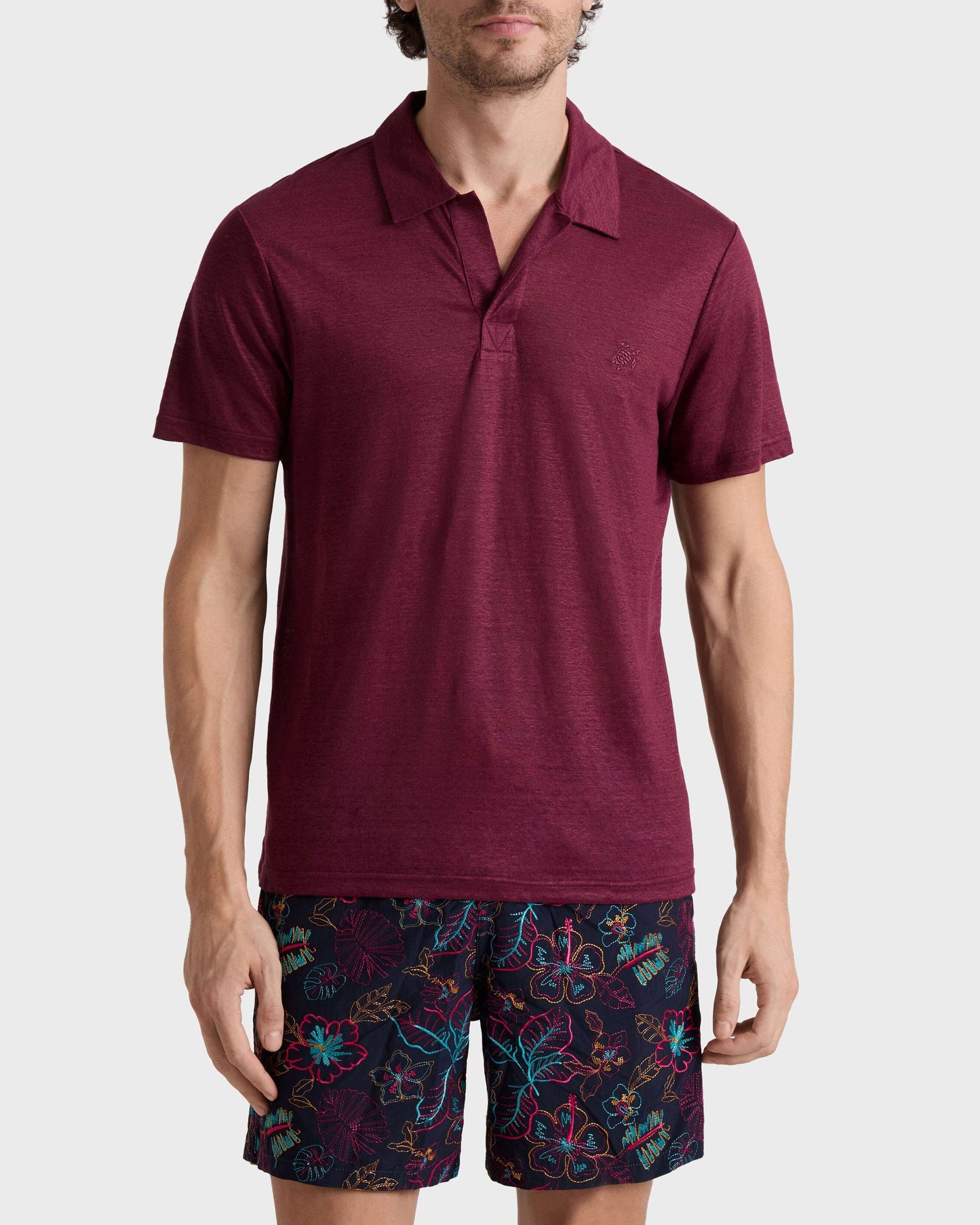 Vilebrequin Men Linen Jersey Polo Shirt Solid | Site Vilebrequin | PYRE9O00