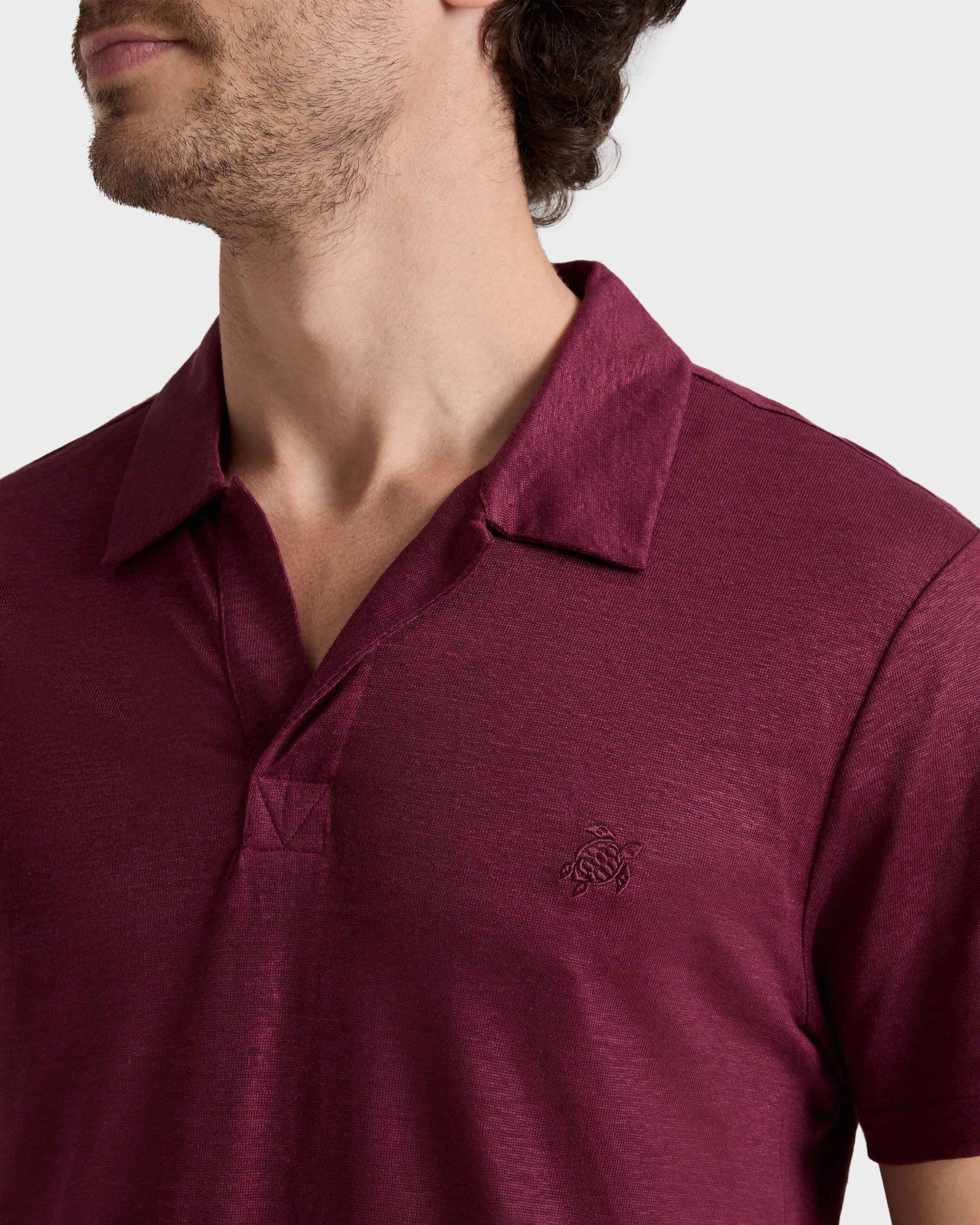 Vilebrequin Men Linen Jersey Polo Shirt Solid | Site Vilebrequin | PYRE9O00