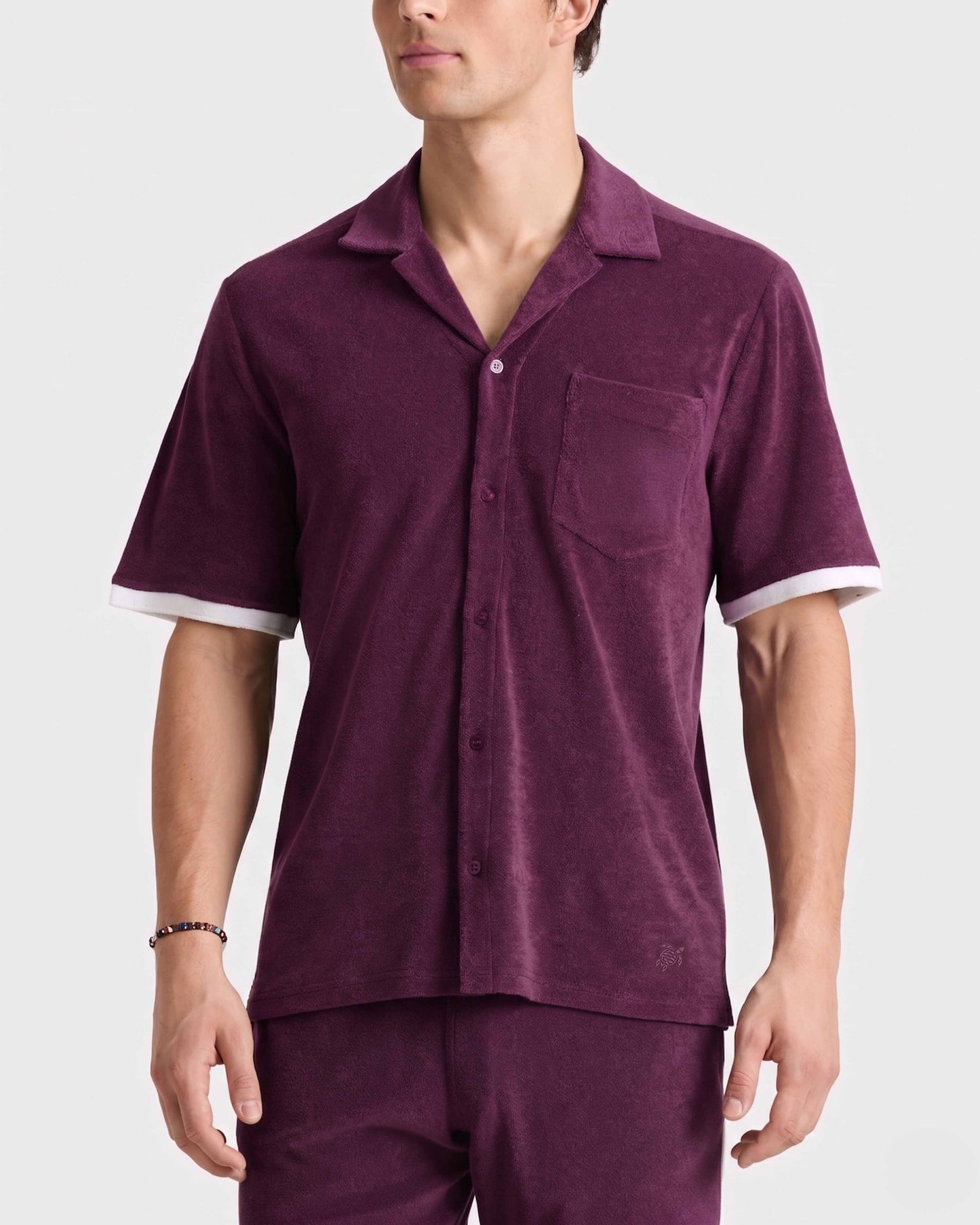 Vilebrequin Men Terry Bowling Shirt Solid - Purple Kerala
