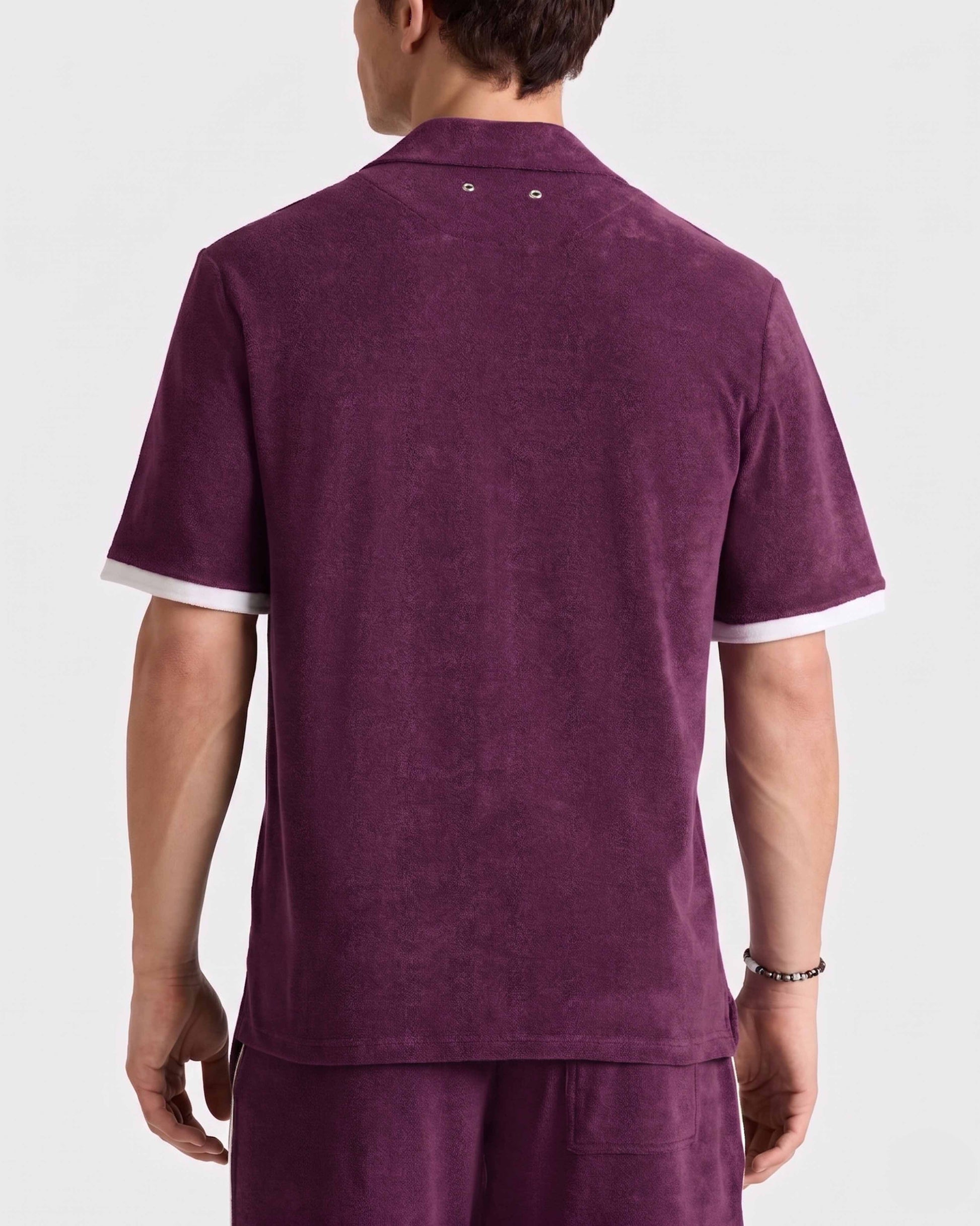 Vilebrequin Men Terry Bowling Shirt Solid - Purple Kerala