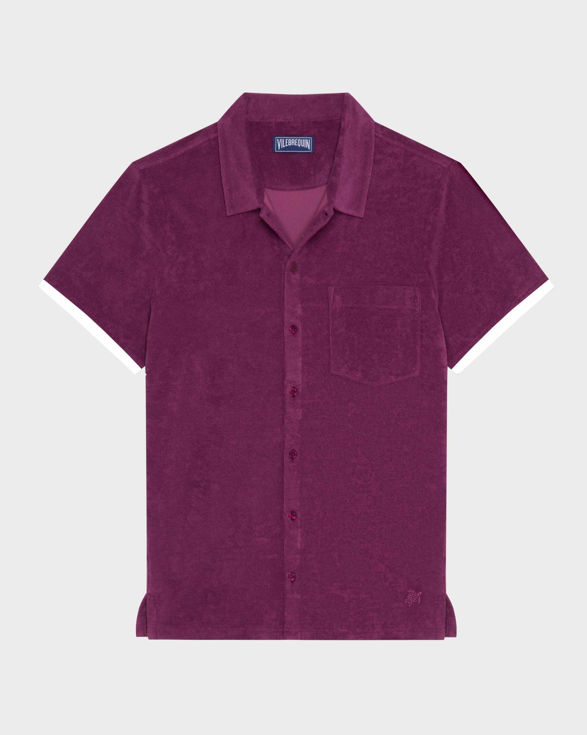 Vilebrequin Men Terry Bowling Shirt Solid - Purple Kerala