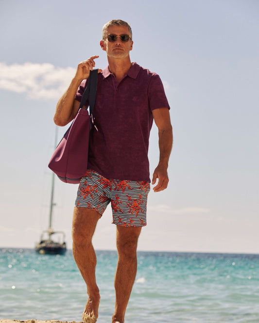 Vilebrequin Men Terry Polo Shirt Solid - Purple Kerala