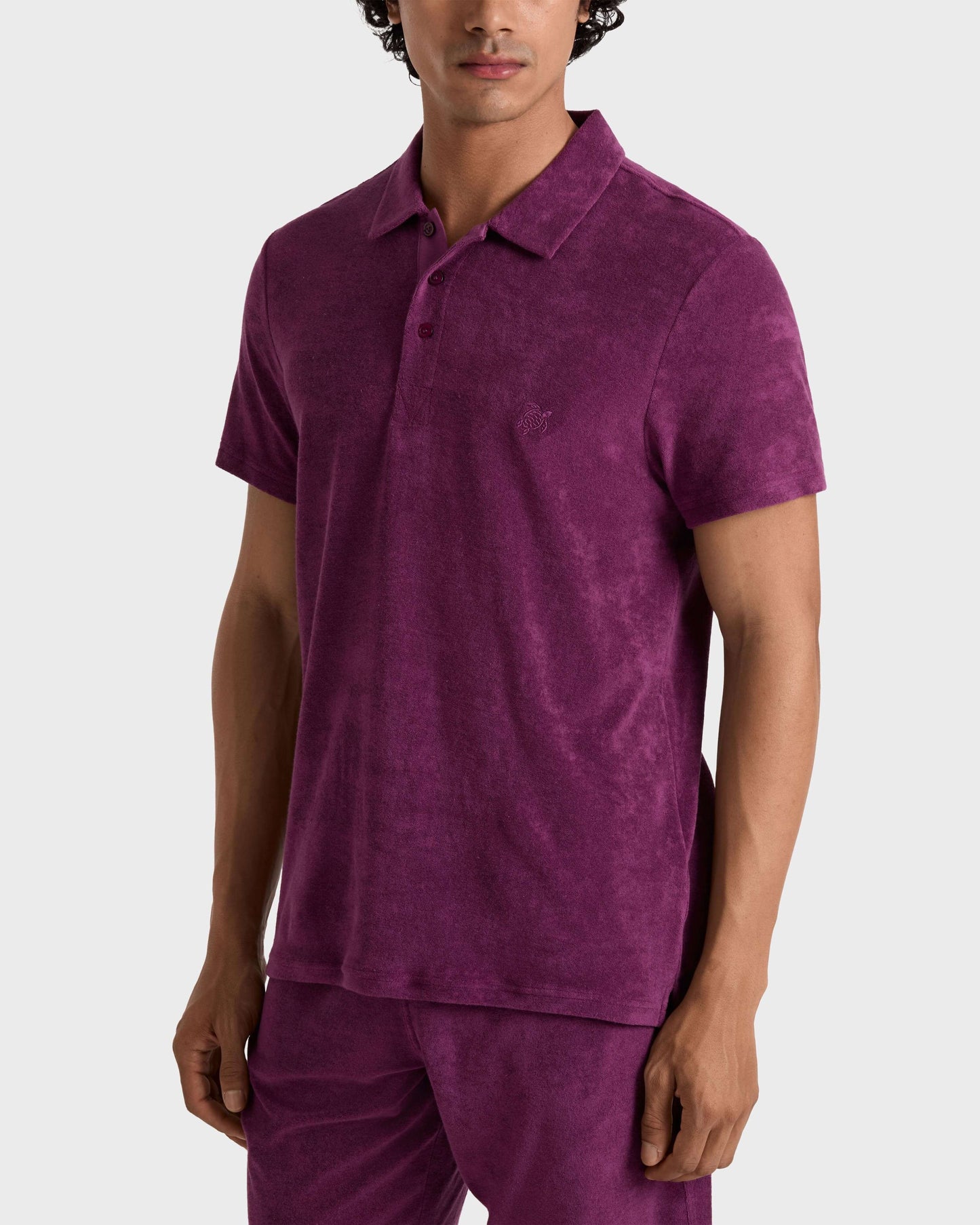 Vilebrequin Men Terry Polo Shirt Solid - Purple Kerala