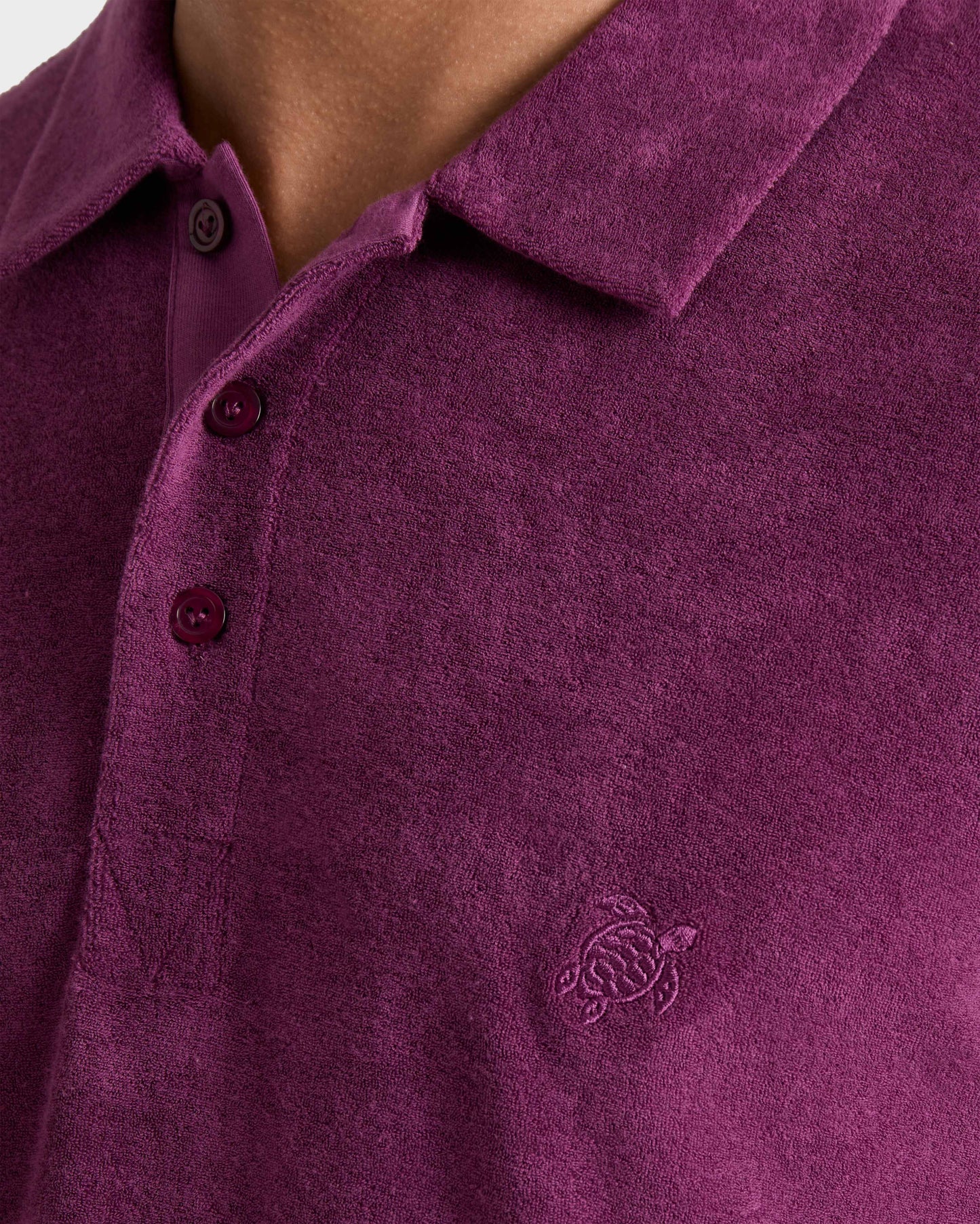 Vilebrequin Men Terry Polo Shirt Solid - Purple Kerala