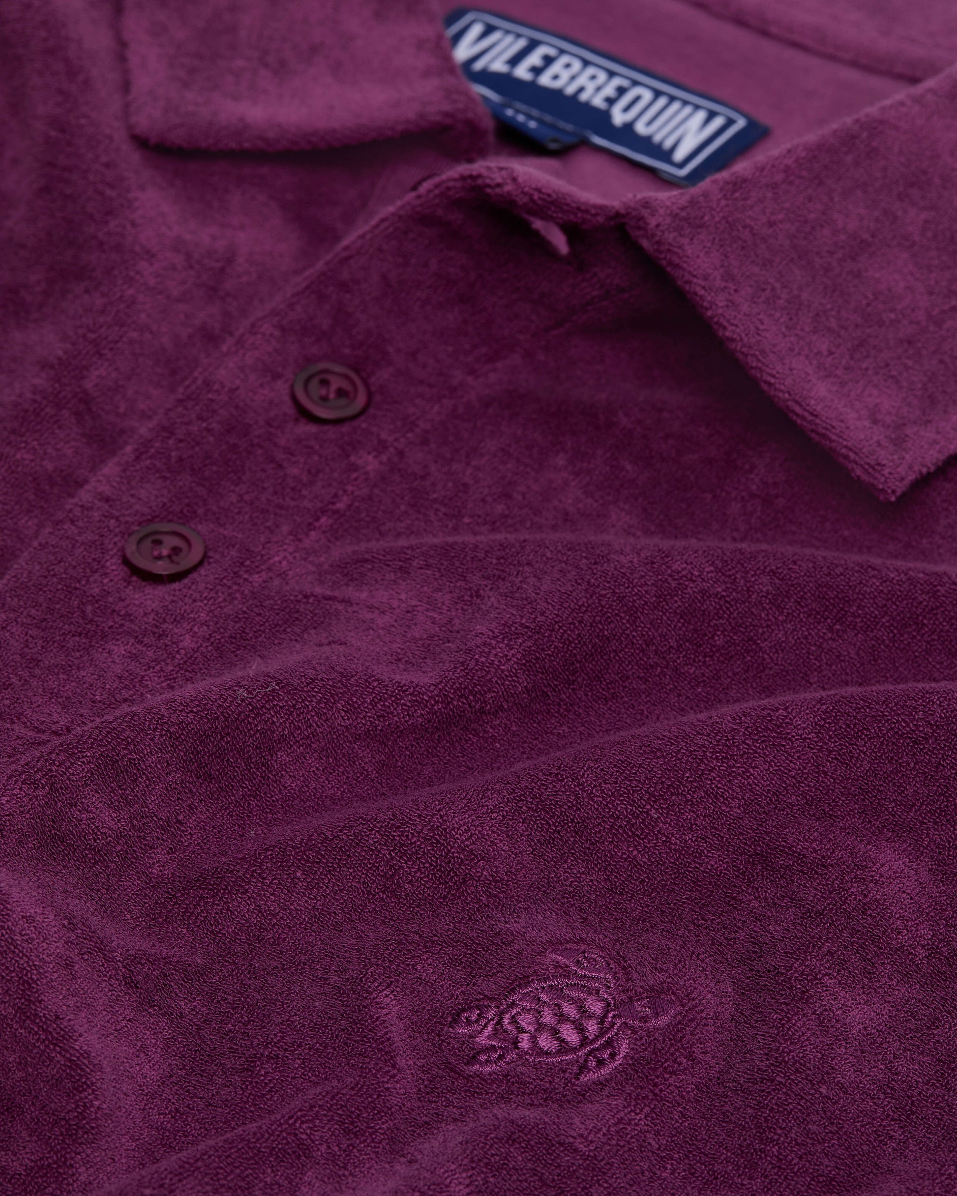 Vilebrequin Men Terry Polo Shirt Solid - Purple Kerala