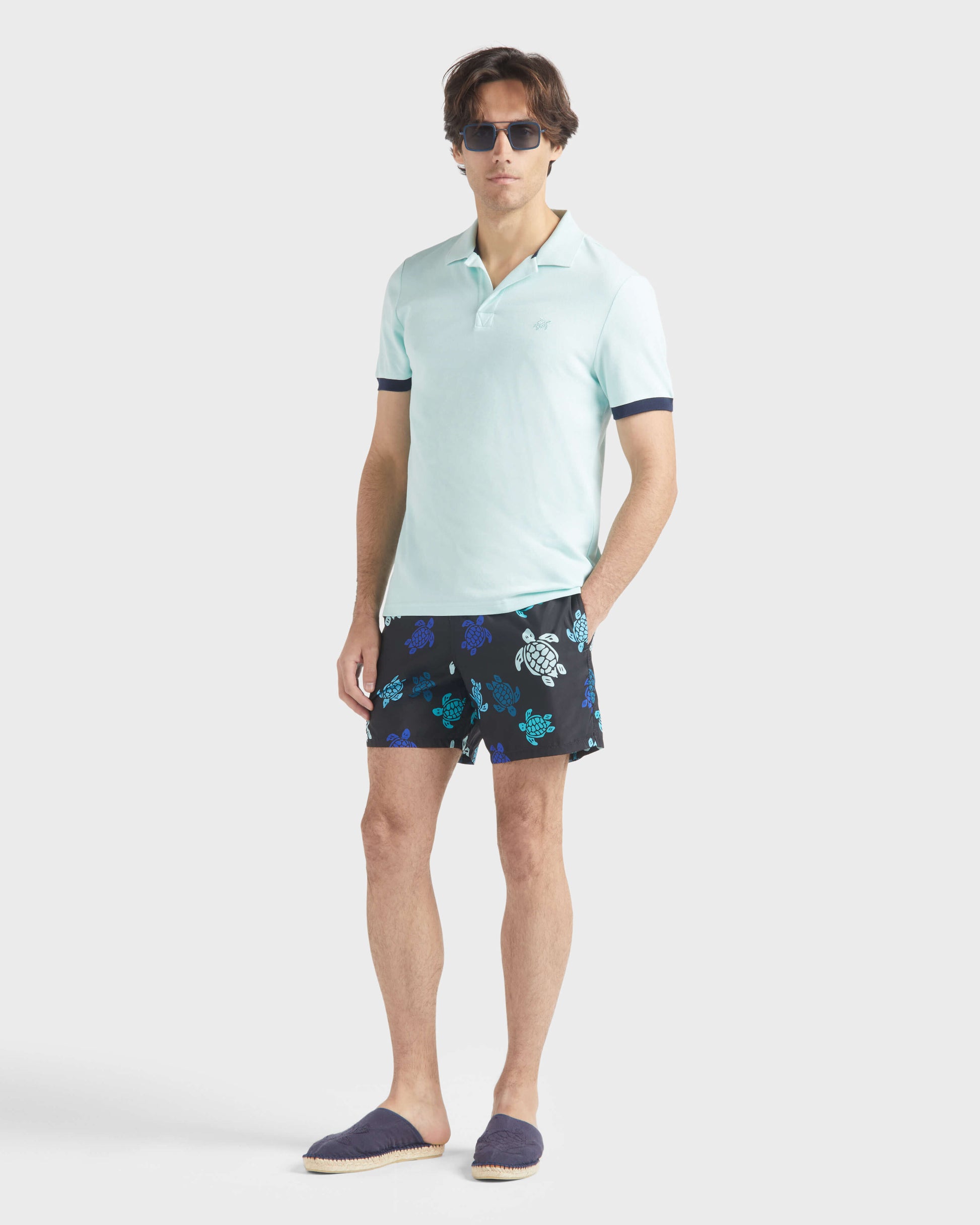 Vilebrequin Men Cotton Pique Polo Shirt Solid - Blue Pacific