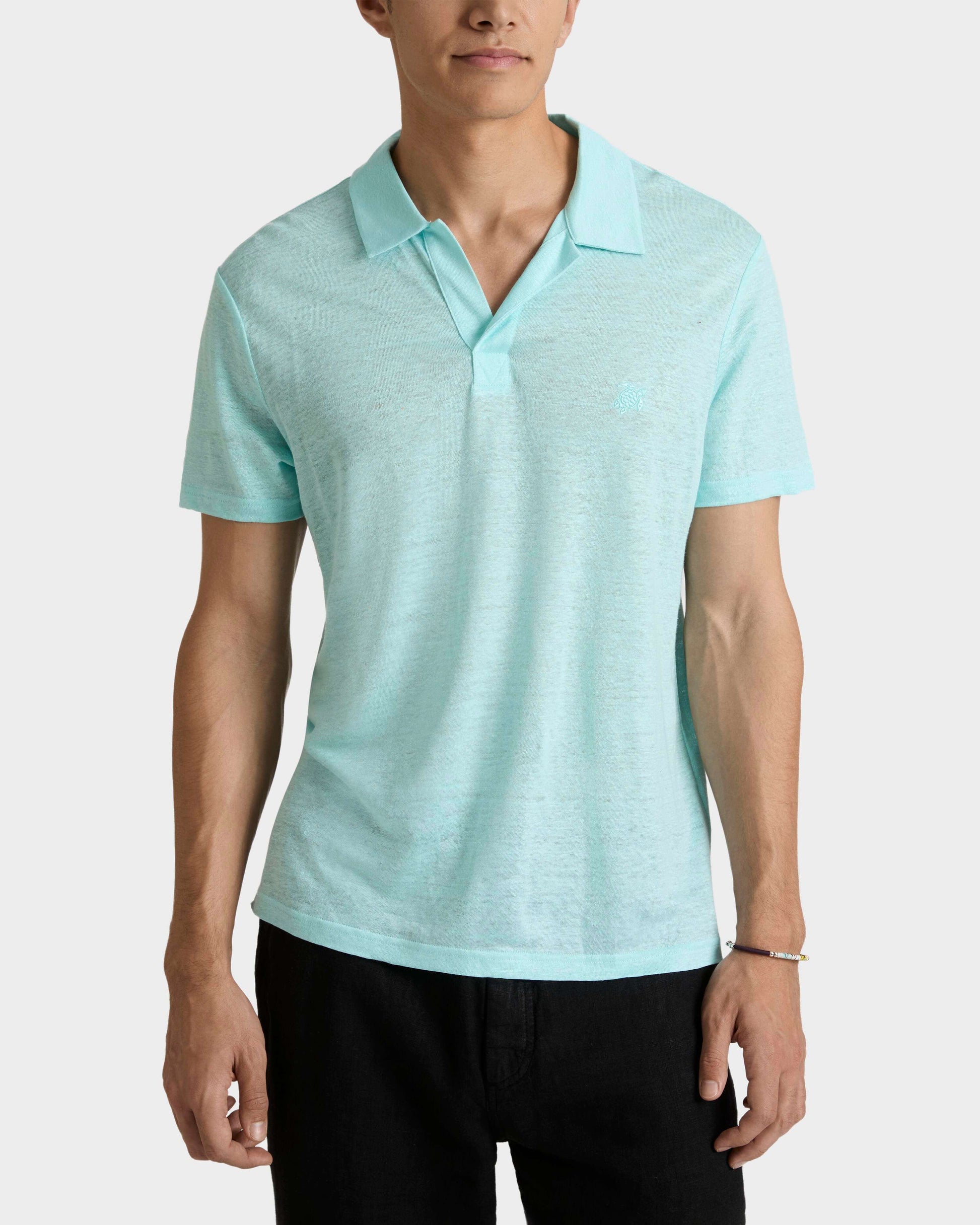 Vilebrequin Men Linen Jersey Polo Shirt Solid | Site Vilebrequin | PYRE9O00